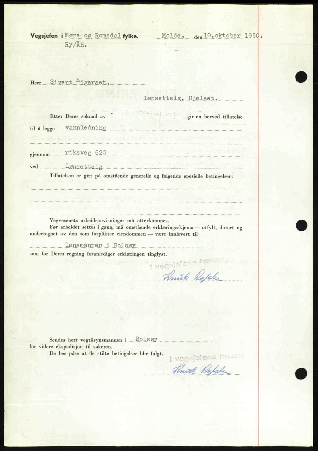 Romsdal sorenskriveri, AV/SAT-A-4149/1/2/2C: Mortgage book no. A34, 1950-1950, Diary no: : 3332/1950