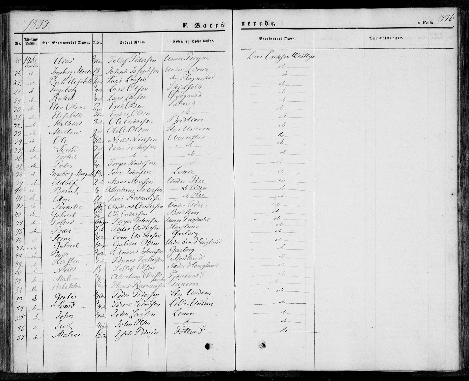 Lye sokneprestkontor, SAST/A-101794/001/30BA/L0006: Parish register (official) no. A 5.2, 1842-1855, p. 376