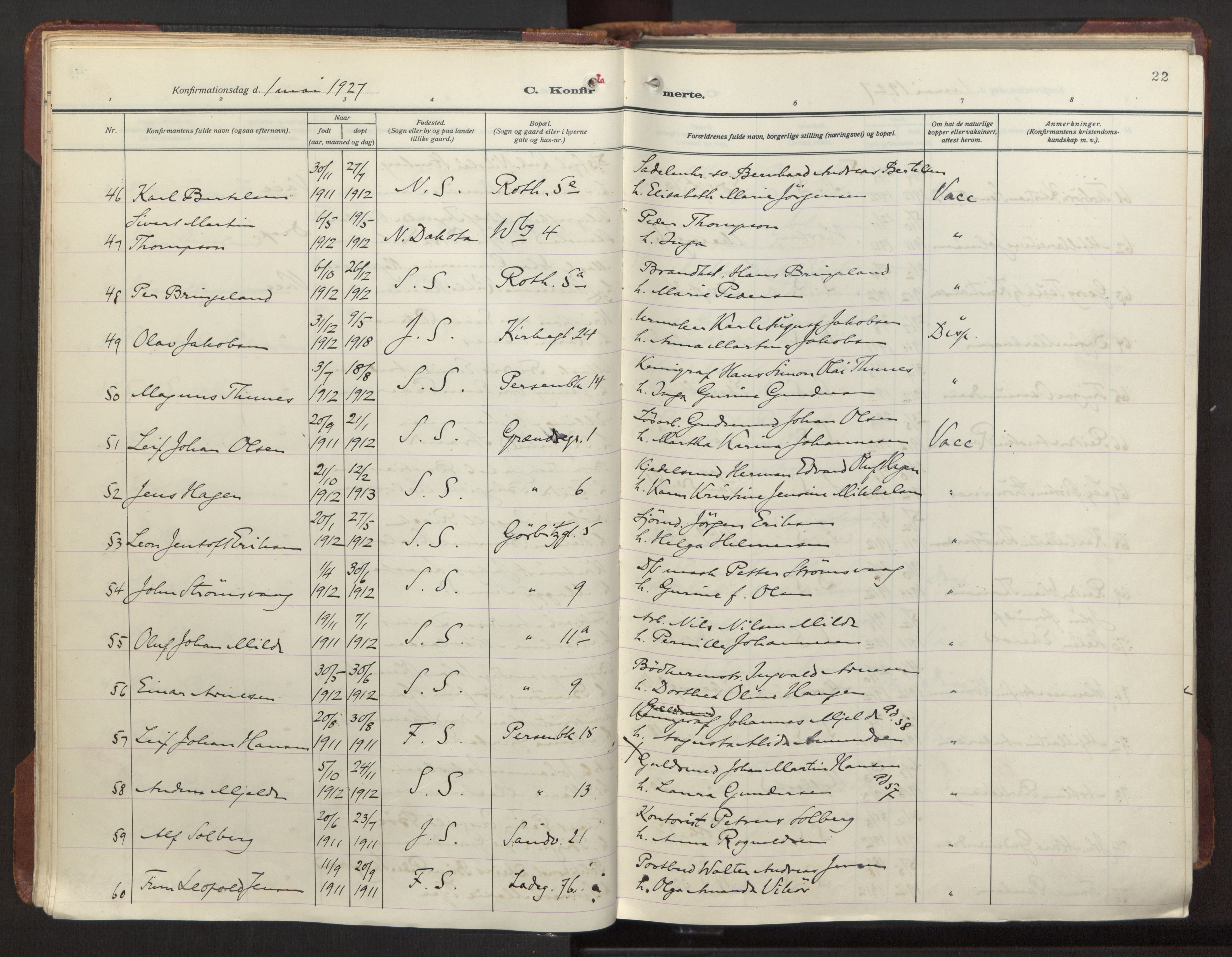 Sandviken Sokneprestembete, AV/SAB-A-77601/H/Ha/L0013: Parish register (official) no. C 4, 1926-1943, p. 22