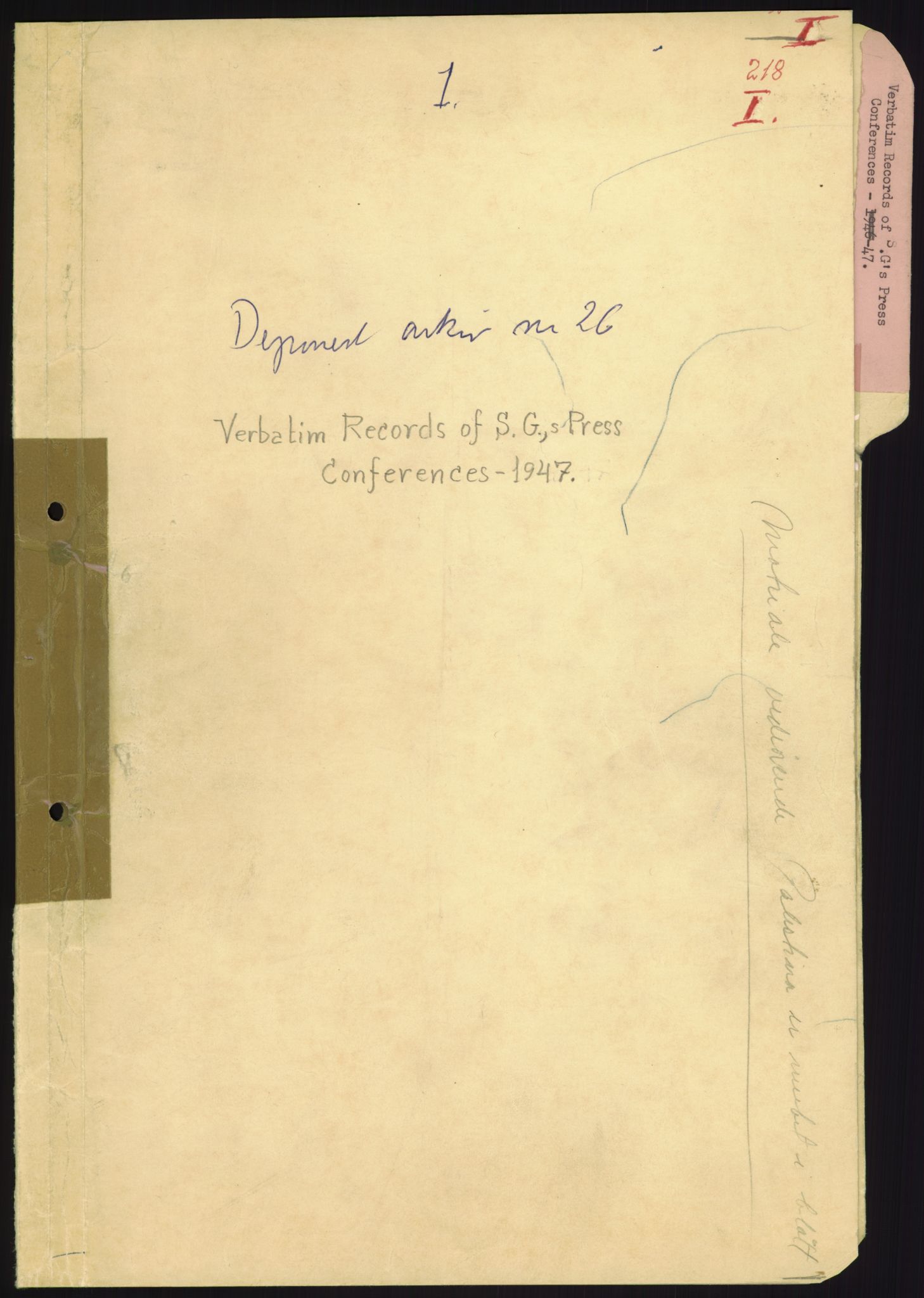 Lie, Trygve, AV/RA-PA-1407/D/L0018: Generalsekretærens papirer., 1947-1951, p. 1