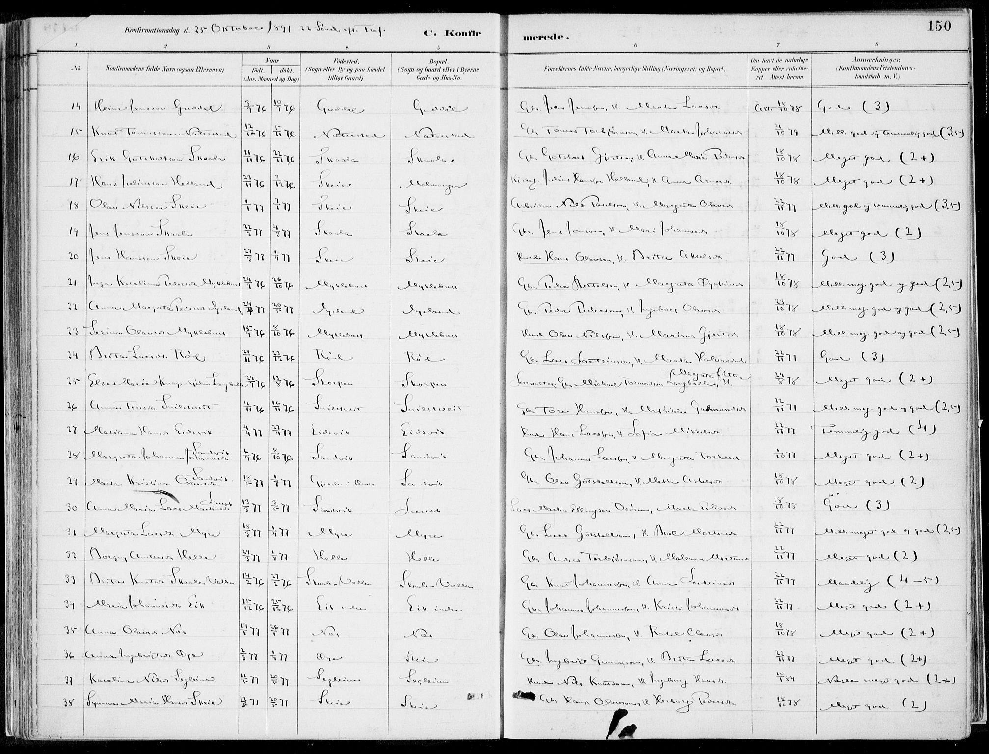 Kvinnherad sokneprestembete, SAB/A-76401/H/Haa: Parish register (official) no. B  1, 1887-1921, p. 150