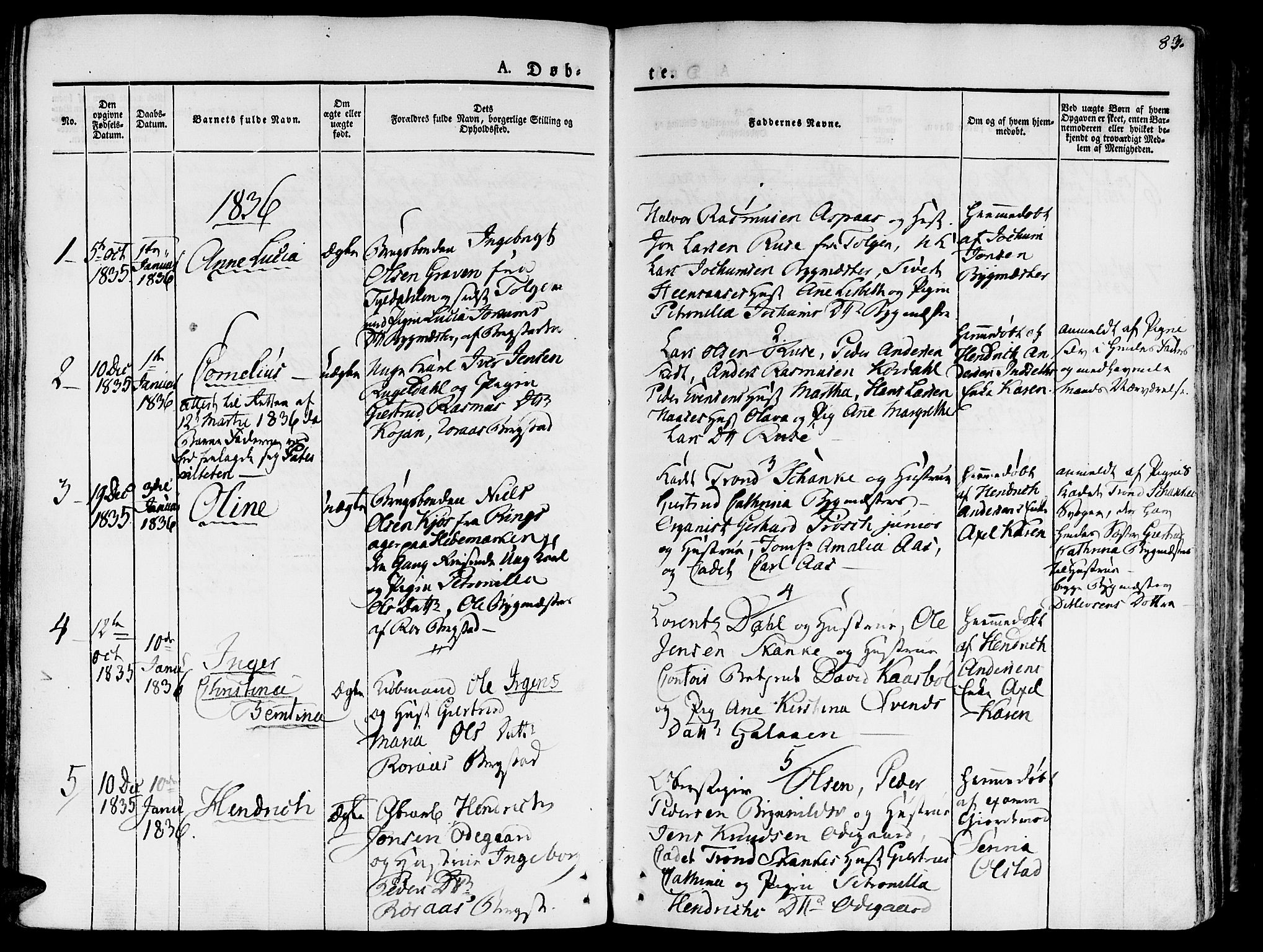 Ministerialprotokoller, klokkerbøker og fødselsregistre - Sør-Trøndelag, SAT/A-1456/681/L0930: Parish register (official) no. 681A08, 1829-1844, p. 83