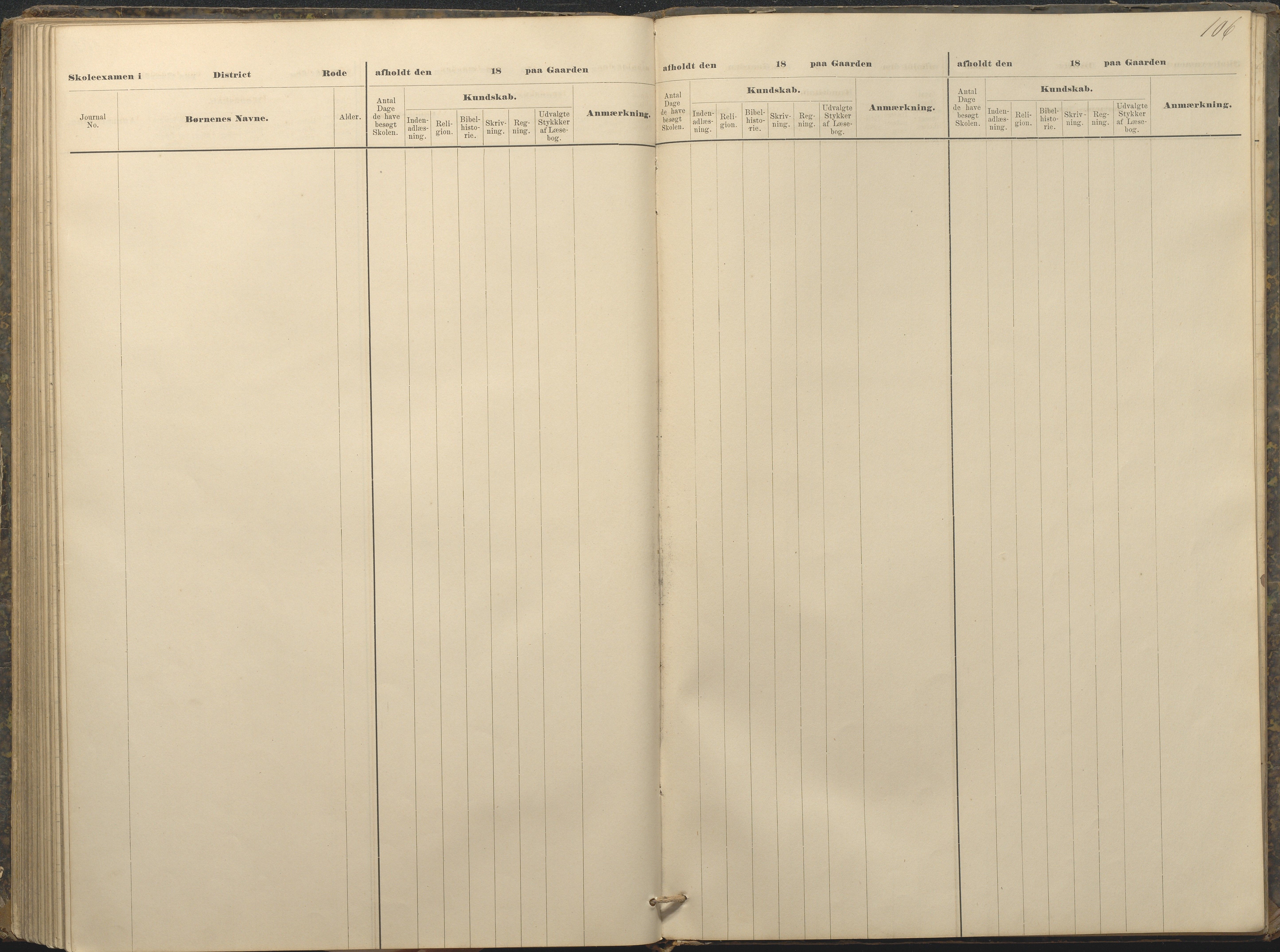 Øyestad kommune frem til 1979, AAKS/KA0920-PK/06/06A/L0049: Eksamensprotokoll, 1880-1888, p. 106