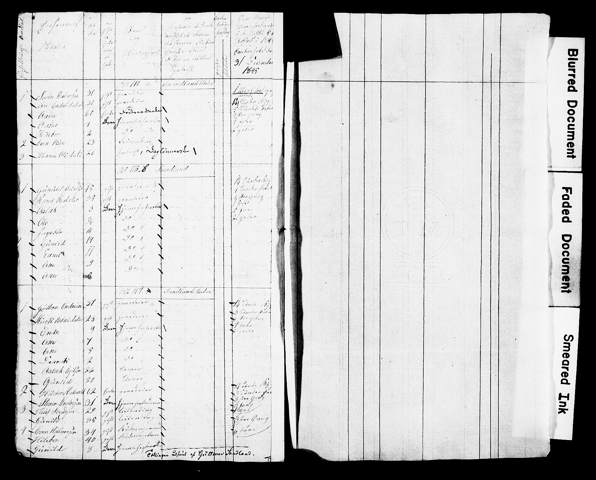 , Census 1845 for Kviteseid, 1845, p. 56