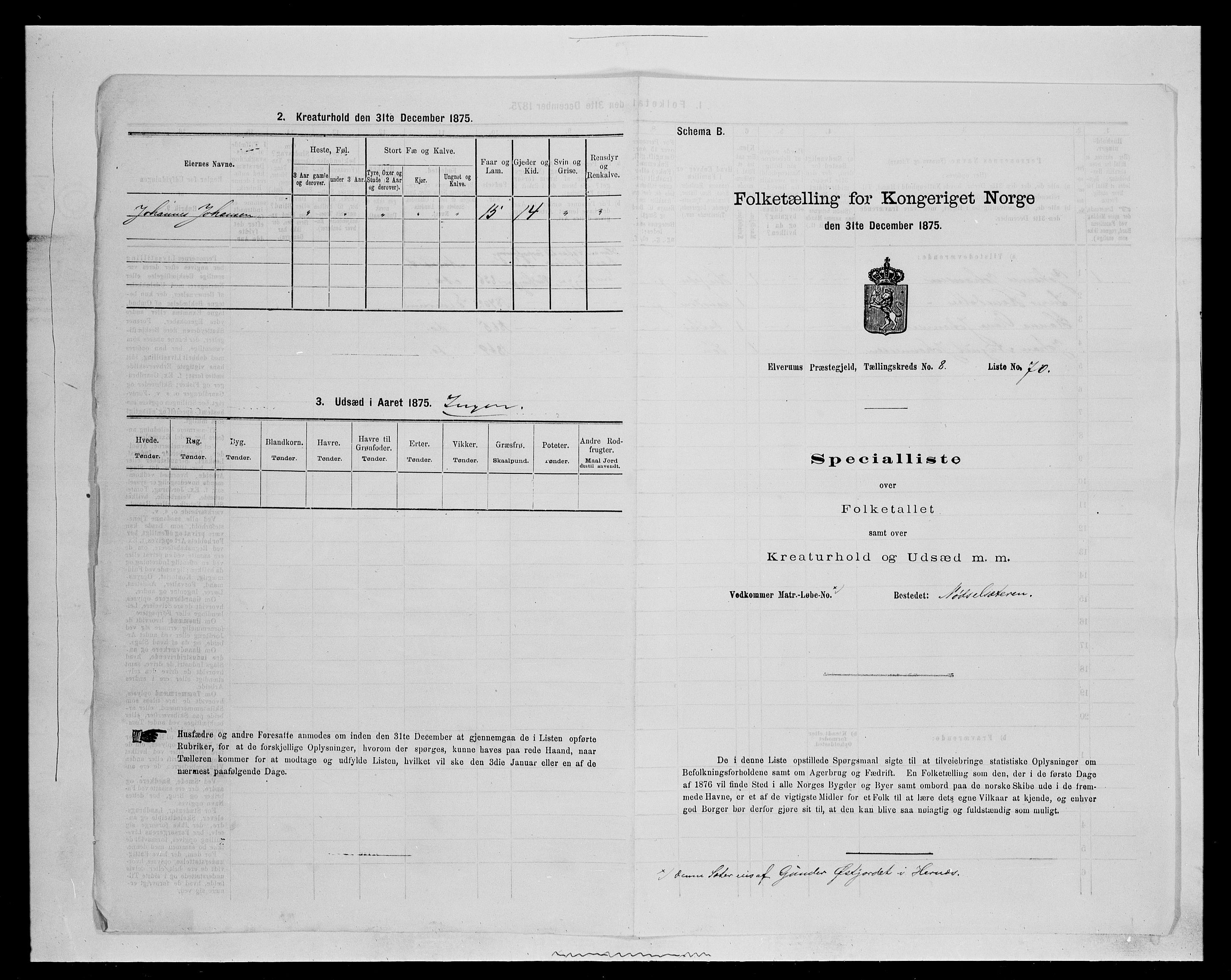 SAH, 1875 census for 0427P Elverum, 1875, p. 1896