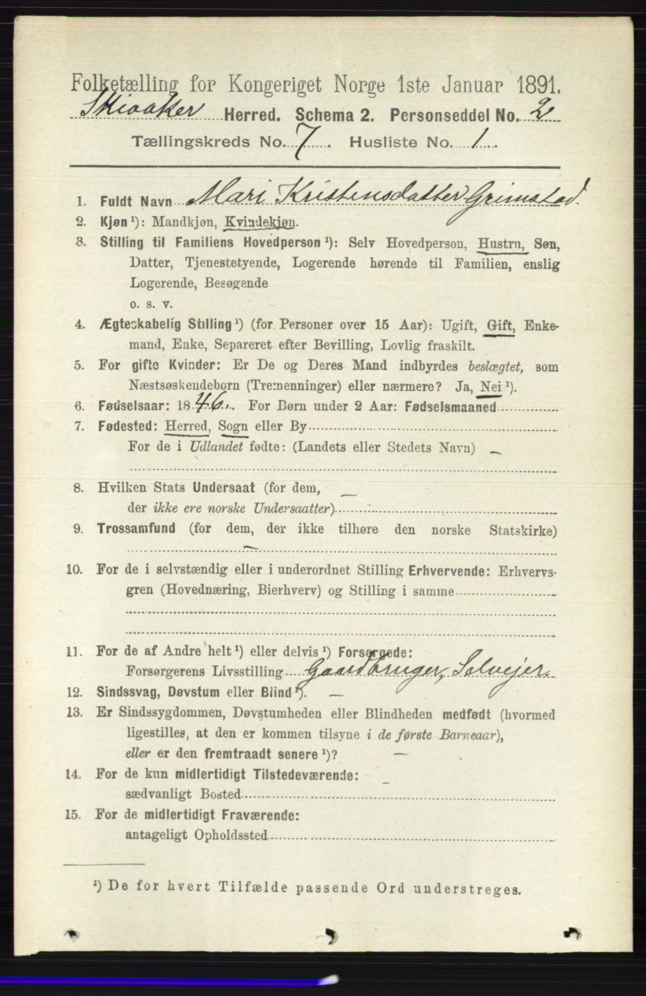 RA, 1891 census for 0513 Skjåk, 1891, p. 2294