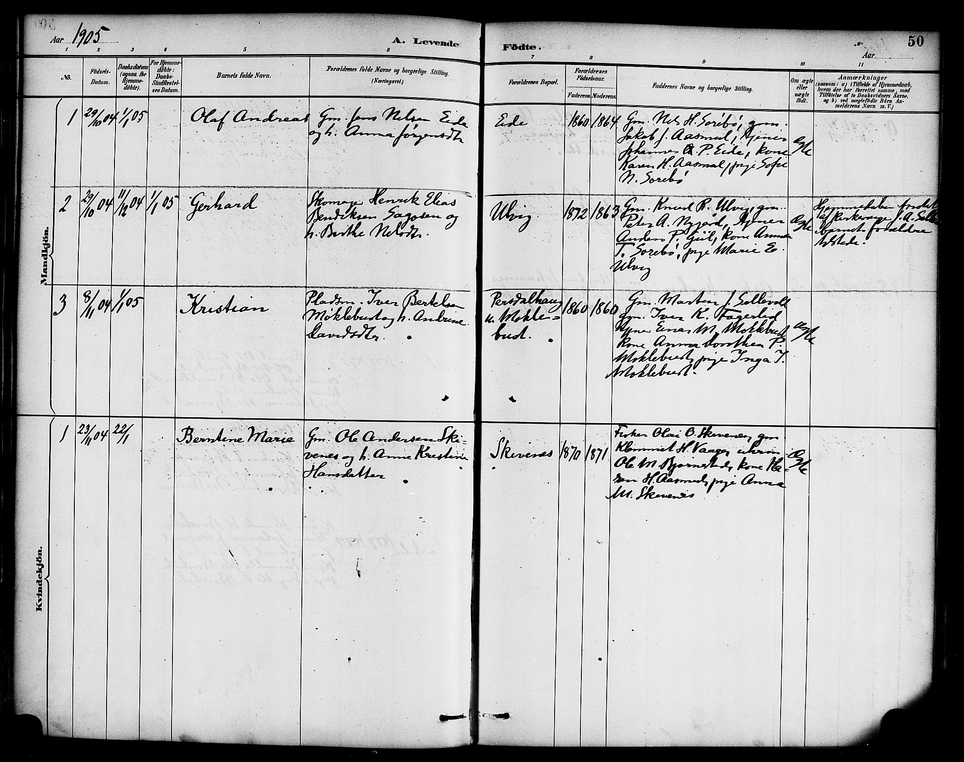 Hyllestad sokneprestembete, SAB/A-80401: Parish register (official) no. D 1, 1886-1905, p. 50