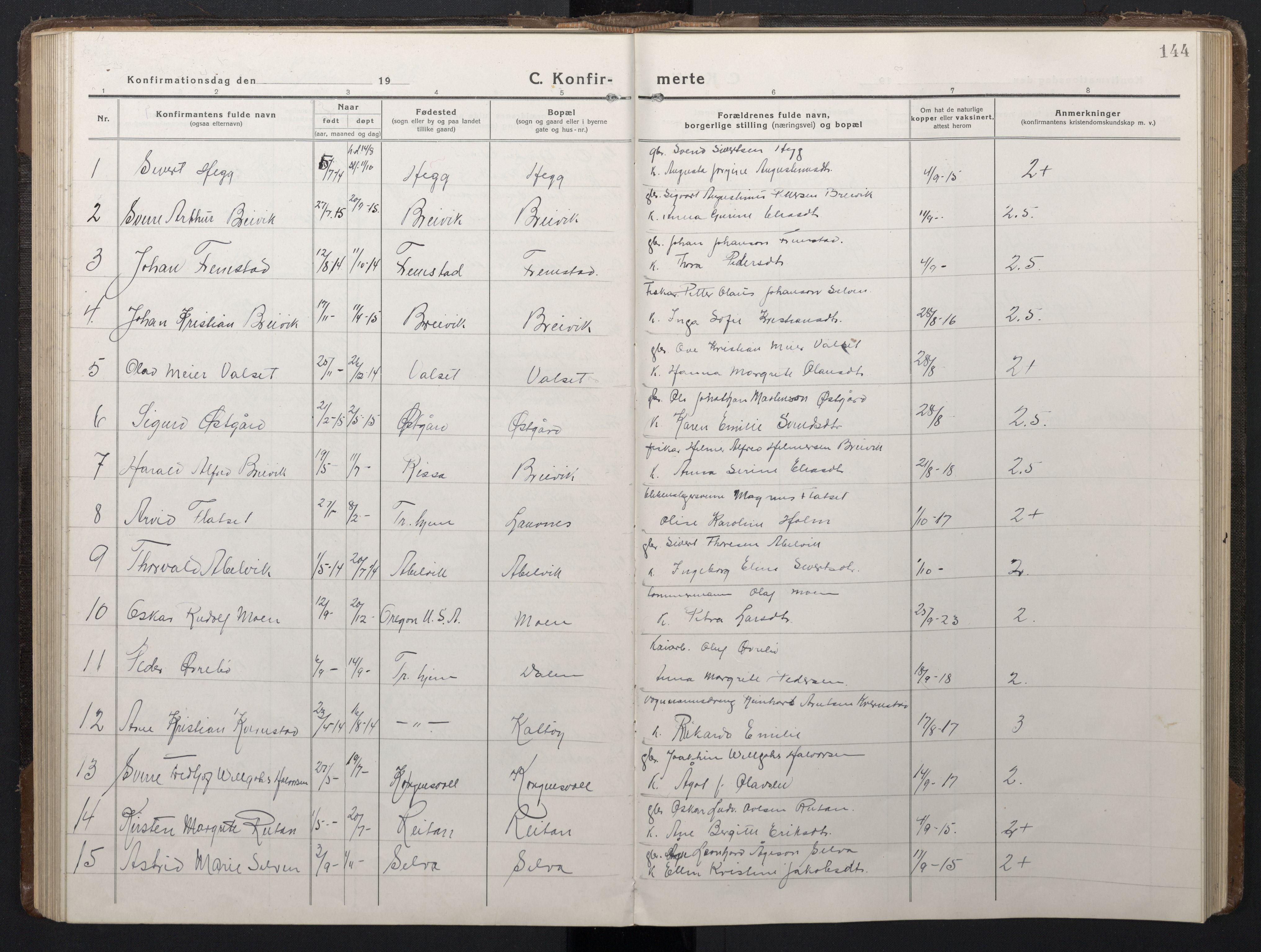 Ministerialprotokoller, klokkerbøker og fødselsregistre - Sør-Trøndelag, SAT/A-1456/662/L0758: Parish register (copy) no. 662C03, 1918-1948, p. 144