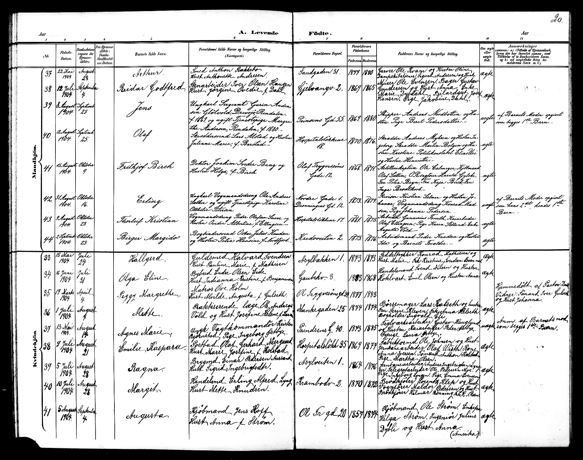 Ministerialprotokoller, klokkerbøker og fødselsregistre - Sør-Trøndelag, AV/SAT-A-1456/602/L0144: Parish register (copy) no. 602C12, 1897-1905, p. 20