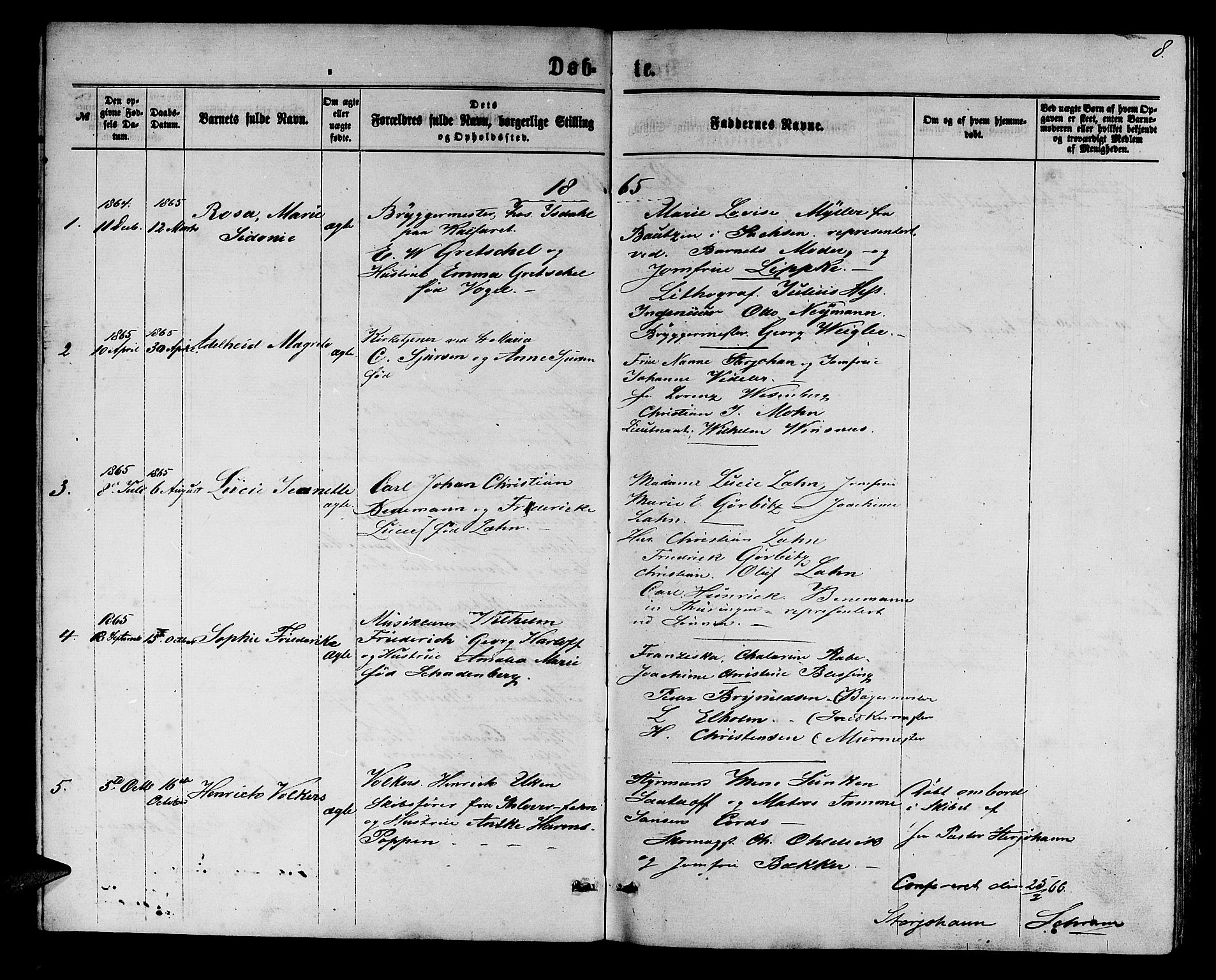 Mariakirken Sokneprestembete, SAB/A-76901/H/Hab/L0003: Parish register (copy) no. A 3, 1862-1877, p. 8
