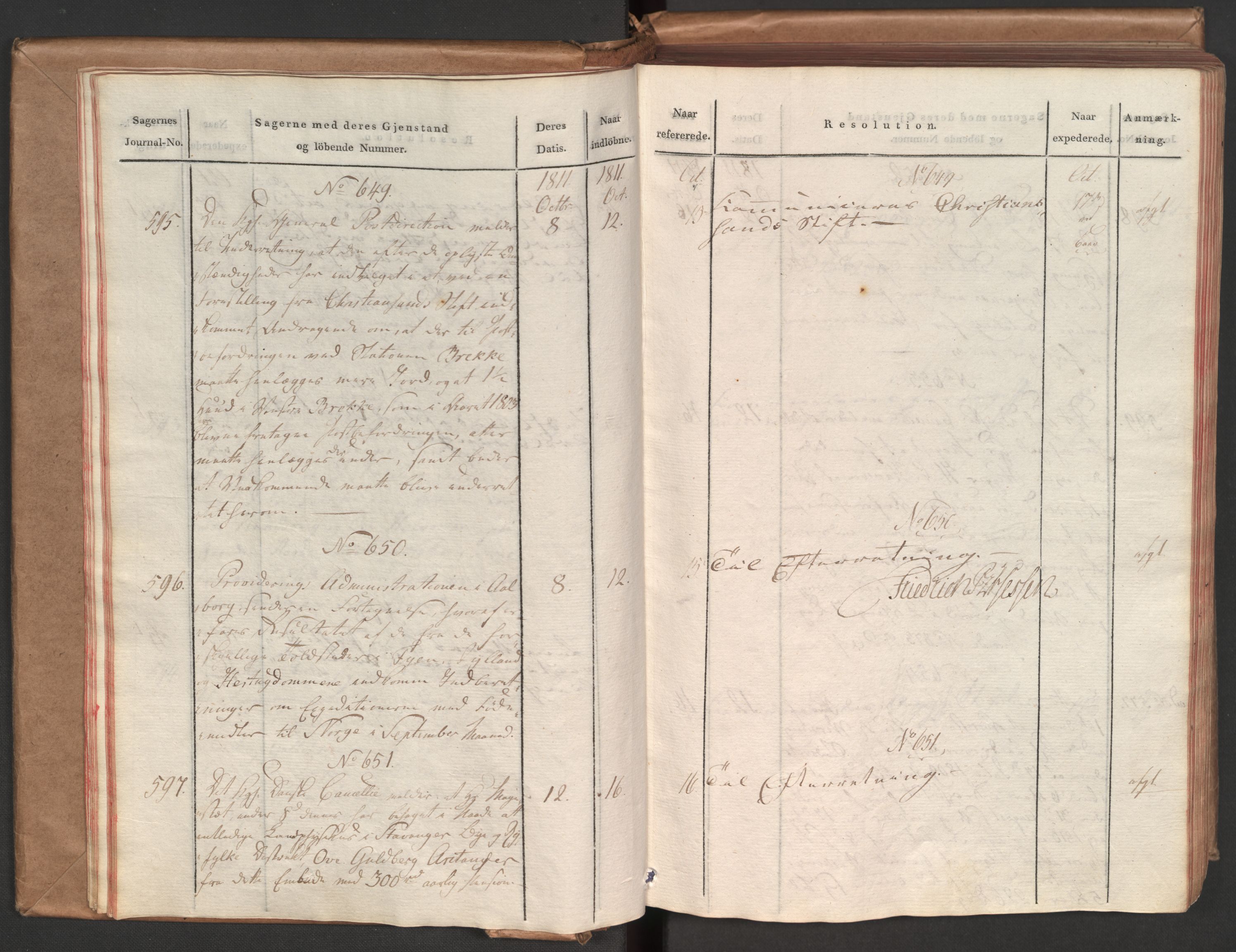 Stattholderembetet 1810-1814, 1. kontor (Kontor A), AV/RA-EA-2872/Aa/L0002: Kollegial referatprotokoll,  j.nr. 565-994,  l.nr. 611-1128, 1811-1812, p. 21