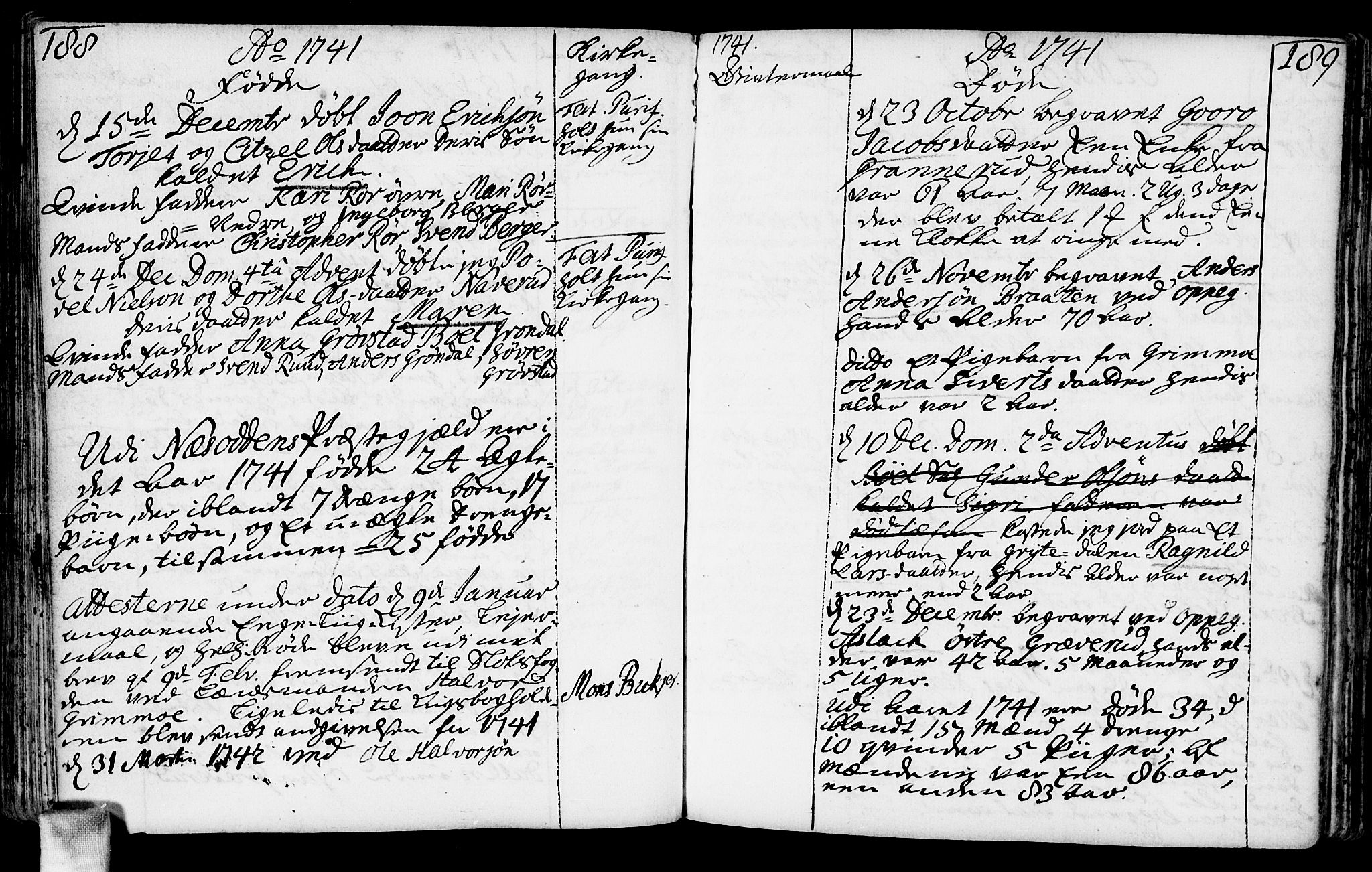 Nesodden prestekontor Kirkebøker, AV/SAO-A-10013/F/Fa/L0001: Parish register (official) no. I 1, 1709-1750, p. 188-189