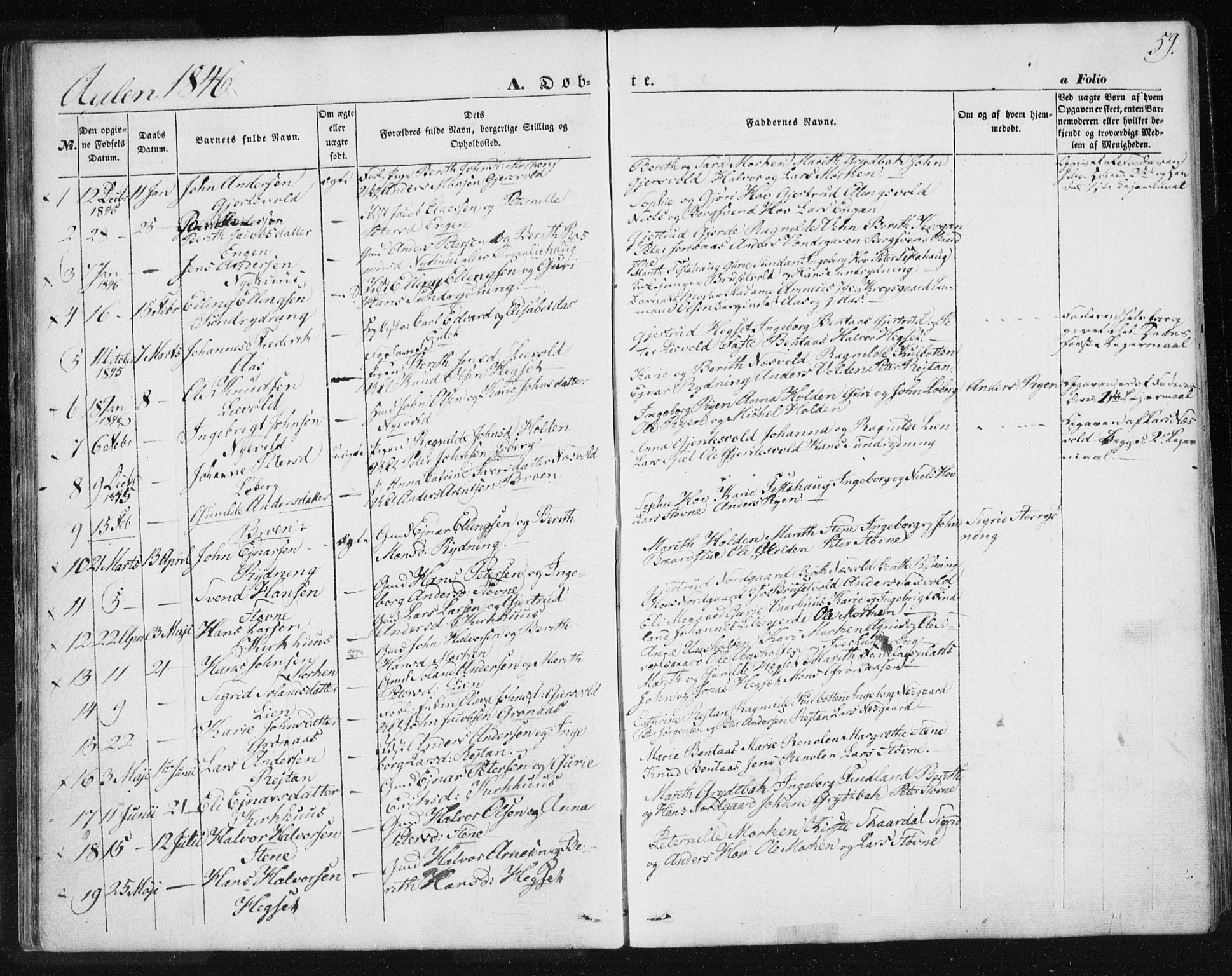 Ministerialprotokoller, klokkerbøker og fødselsregistre - Sør-Trøndelag, SAT/A-1456/685/L0965: Parish register (official) no. 685A06 /3, 1846-1859, p. 59