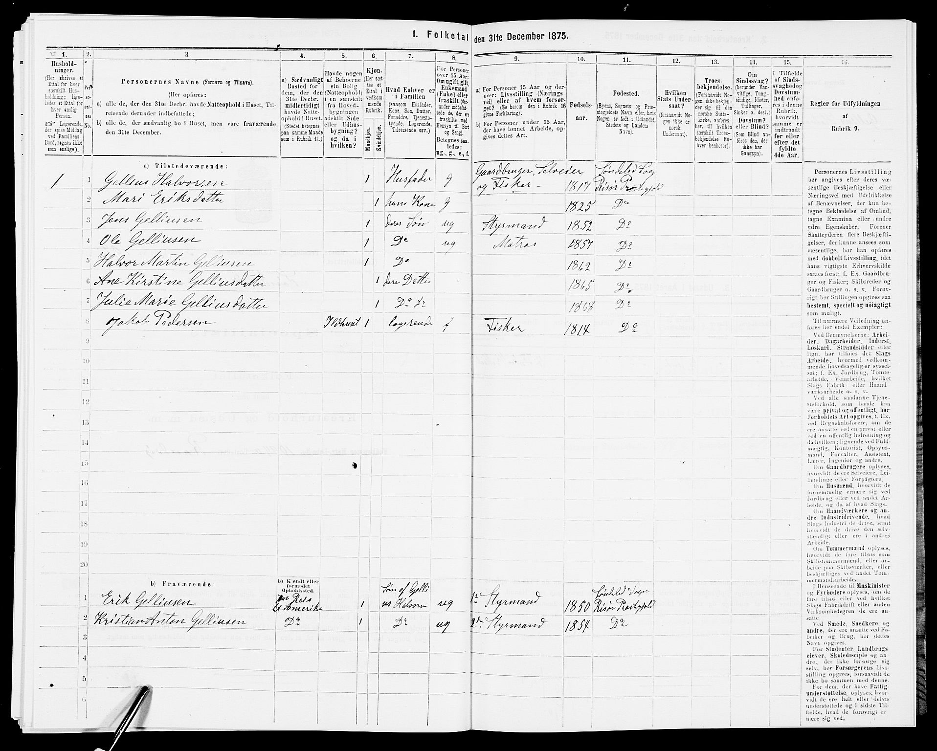SAK, 1875 census for 0913L Risør/Søndeled, 1875, p. 593