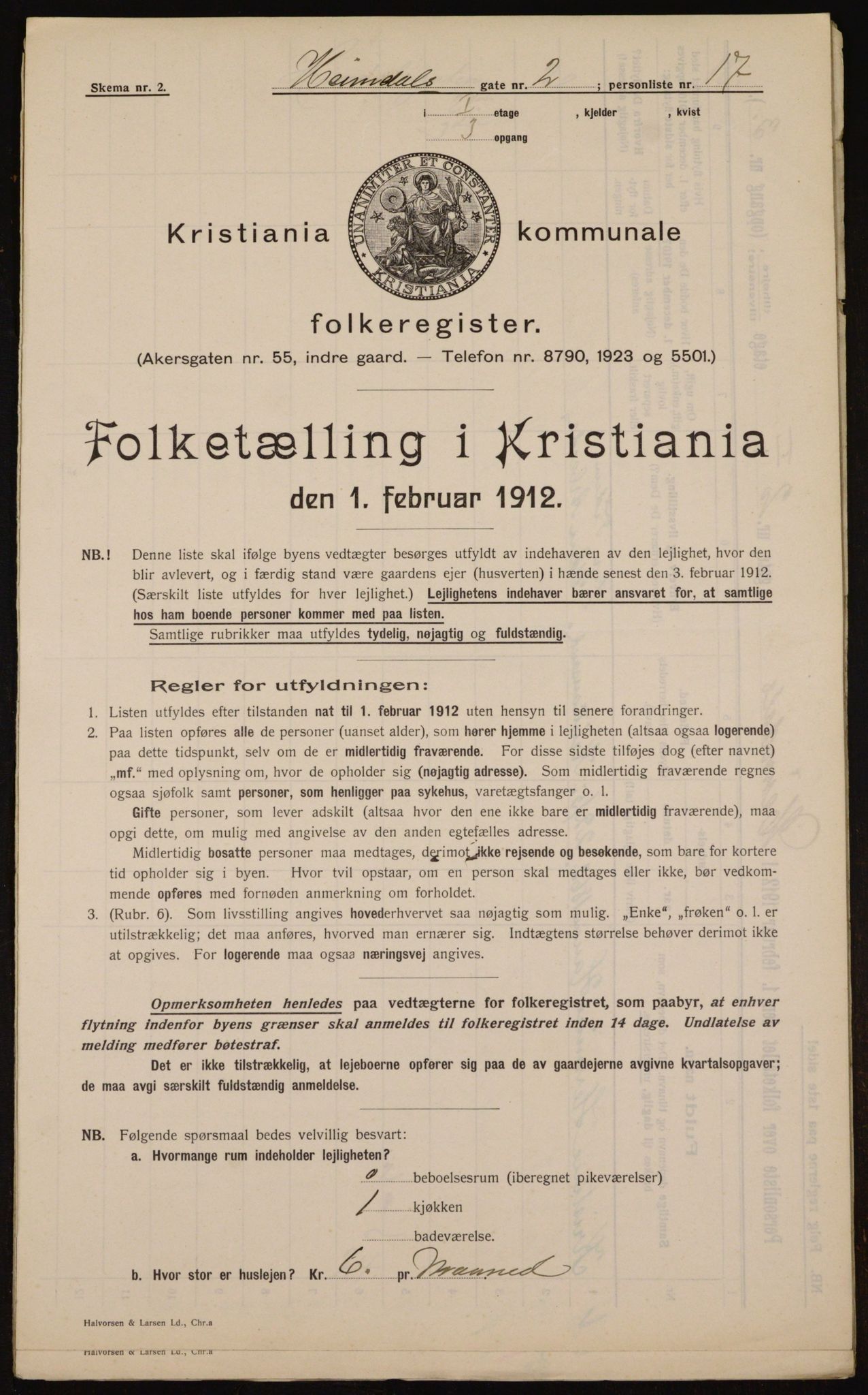 OBA, Municipal Census 1912 for Kristiania, 1912, p. 36985