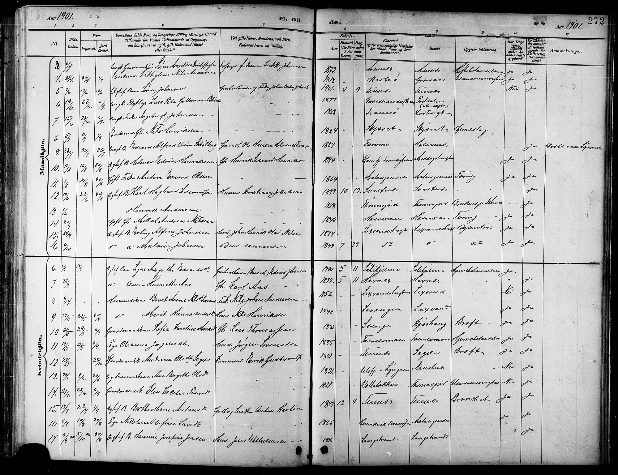 Balsfjord sokneprestembete, AV/SATØ-S-1303/G/Gab/L0008klokker: Parish register (copy) no. 8, 1890-1906, p. 272