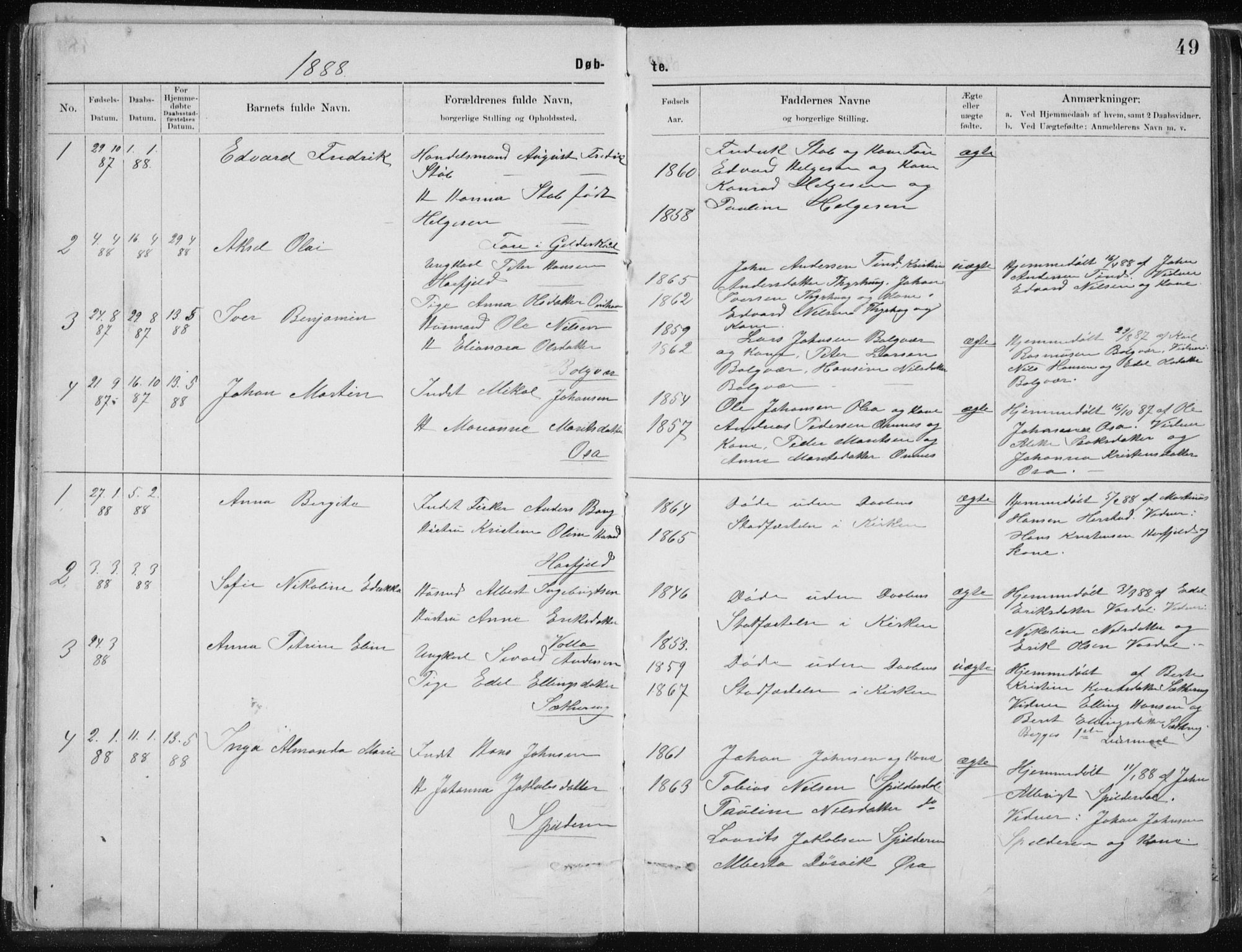 Ministerialprotokoller, klokkerbøker og fødselsregistre - Nordland, SAT/A-1459/843/L0636: Parish register (copy) no. 843C05, 1884-1909, p. 49