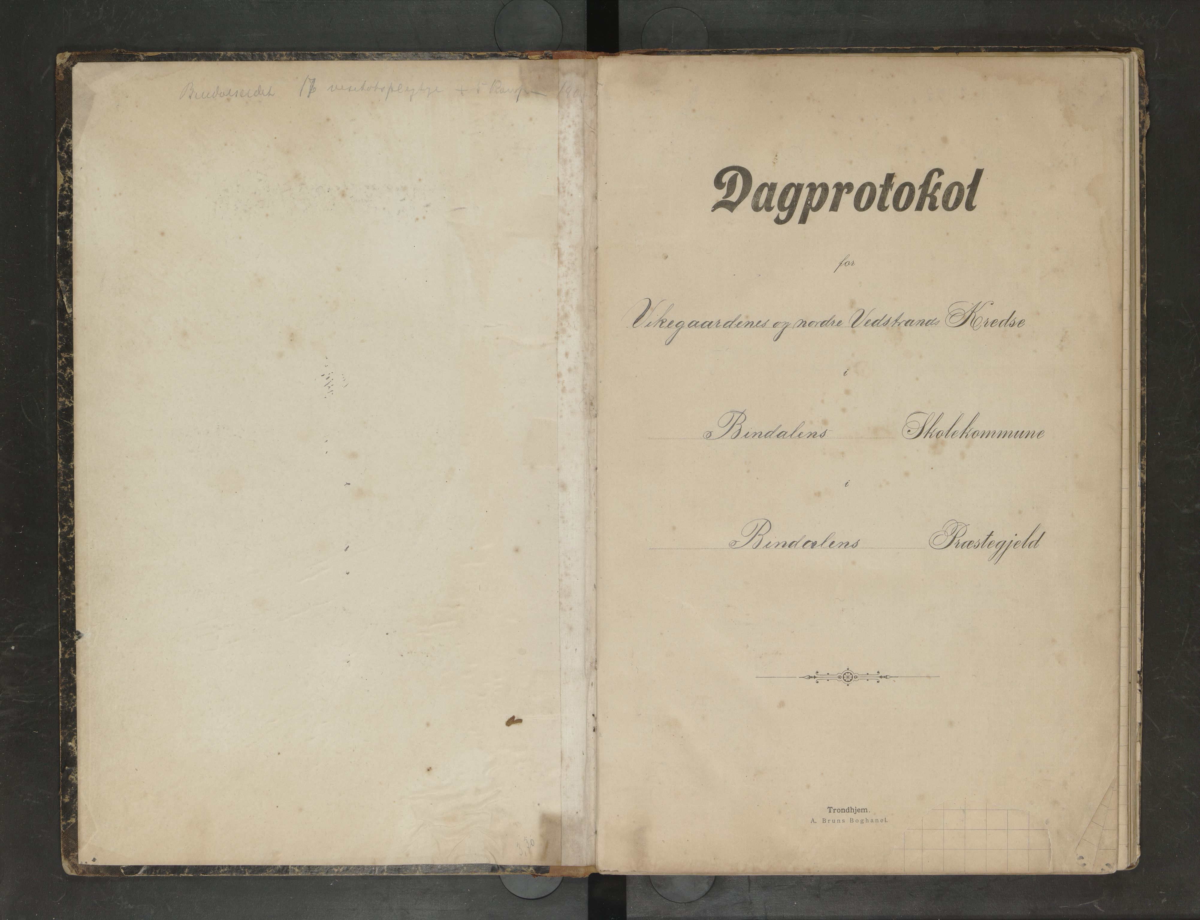 Bindal kommune. Ymse skolekretser, AIN/K-18110.510.09/F/Fa/L0036: Bindaldseidet,Nordre Vedstrands, Vikegårdens skoledagbok, 1895-1909