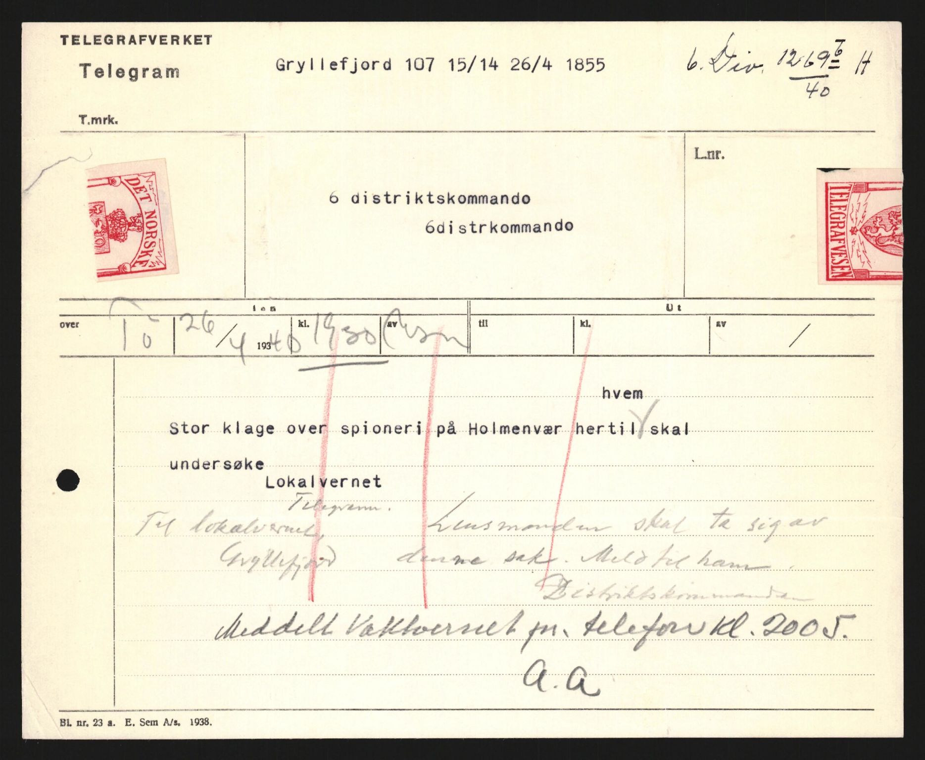 Forsvaret, Forsvarets krigshistoriske avdeling, AV/RA-RAFA-2017/Y/Yb/L0122: II-C-11-600  -  6. Divisjon med avdelinger, 1940, p. 308