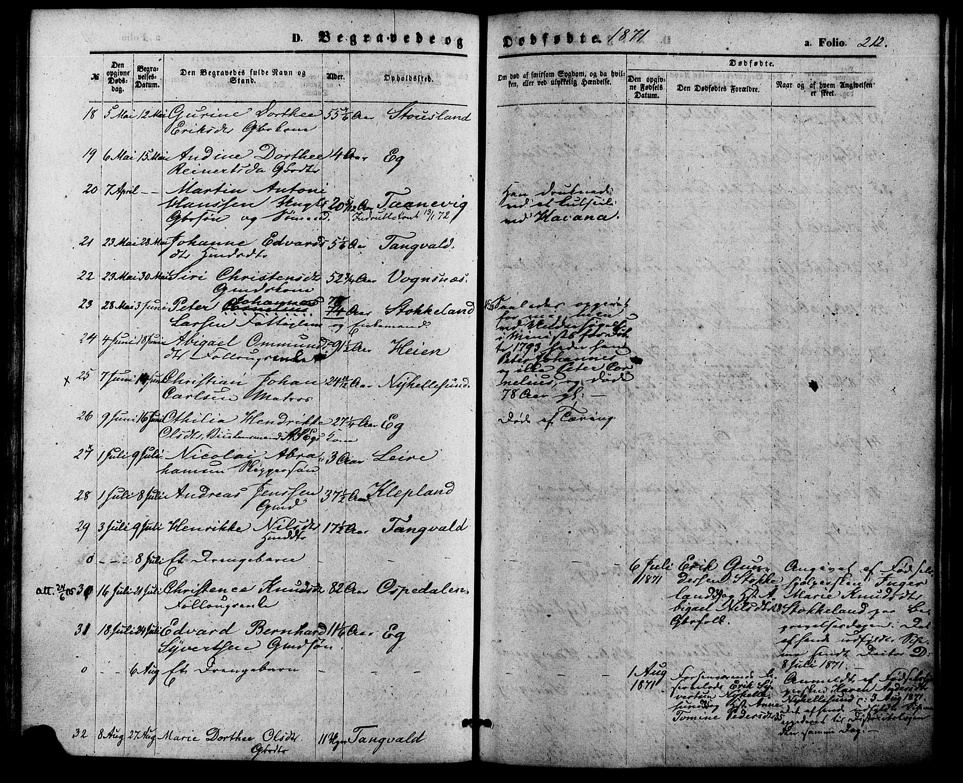 Søgne sokneprestkontor, SAK/1111-0037/F/Fa/Fab/L0011: Parish register (official) no. A 11, 1869-1879, p. 212