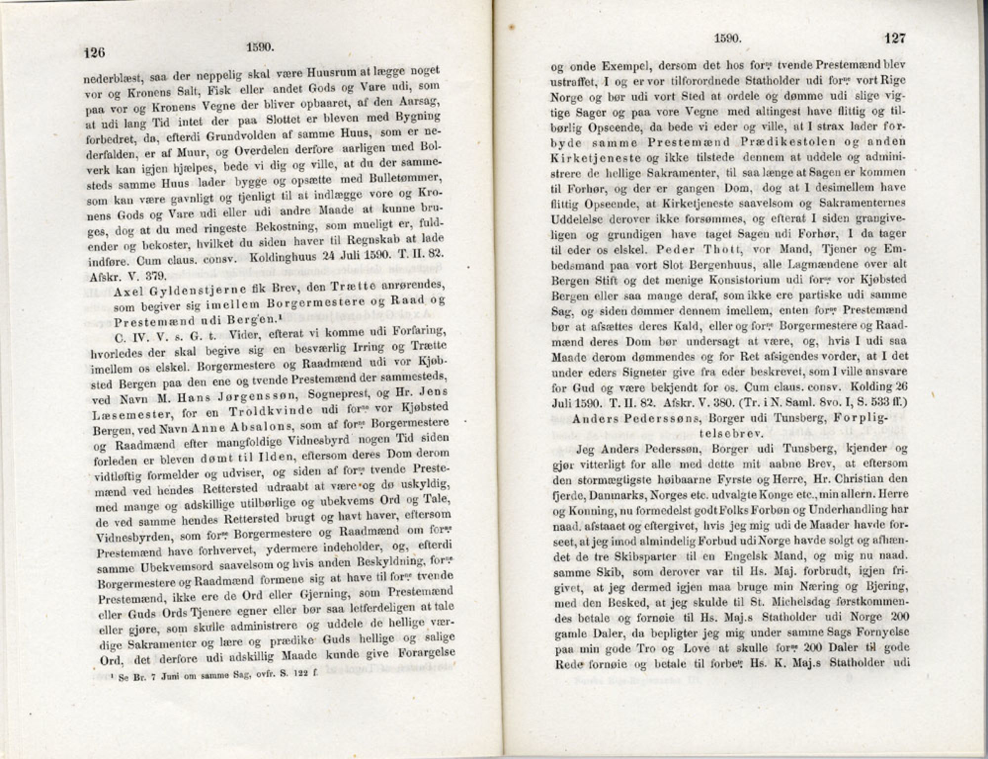 Publikasjoner utgitt av Det Norske Historiske Kildeskriftfond, PUBL/-/-/-: Norske Rigs-Registranter, bind 3, 1588-1602, p. 126-127