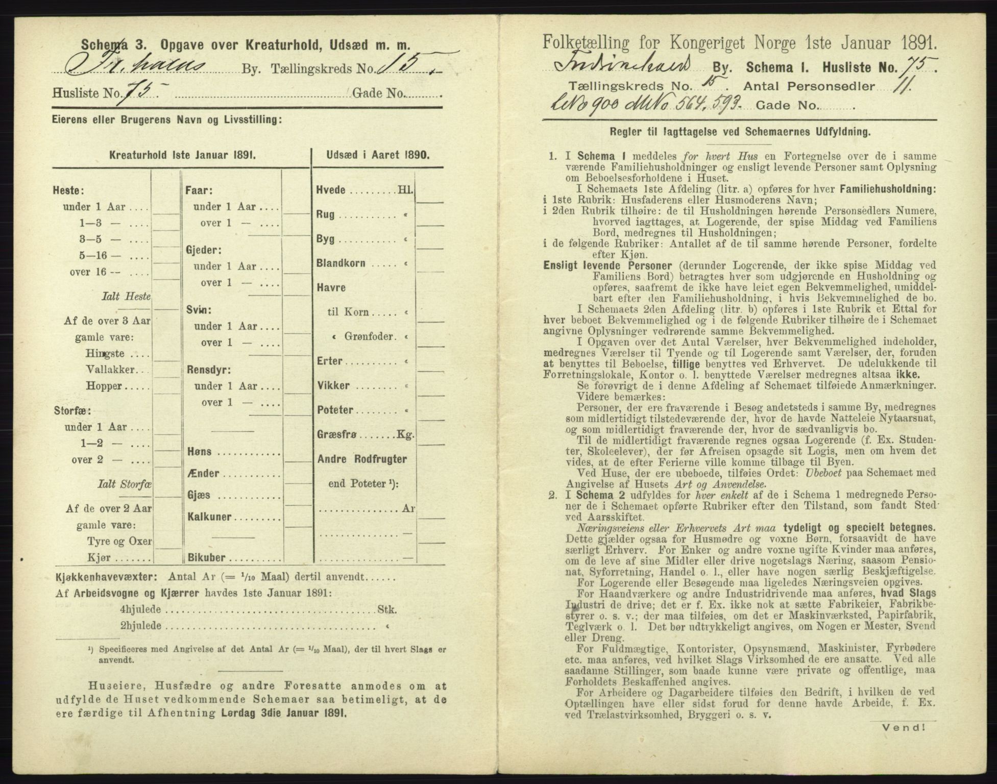 RA, 1891 census for 0101 Fredrikshald, 1891, p. 1462