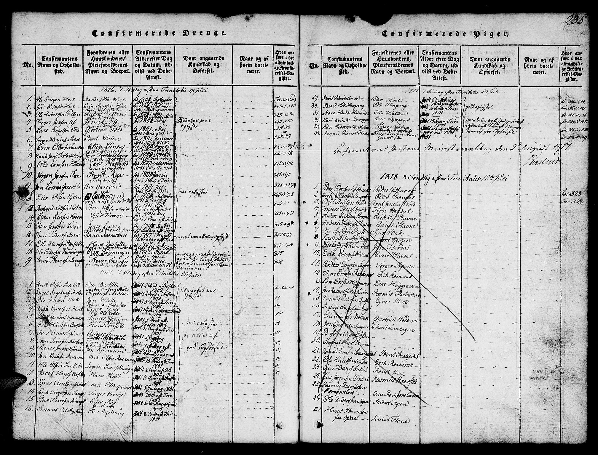 Ministerialprotokoller, klokkerbøker og fødselsregistre - Sør-Trøndelag, SAT/A-1456/674/L0874: Parish register (copy) no. 674C01, 1816-1860, p. 235