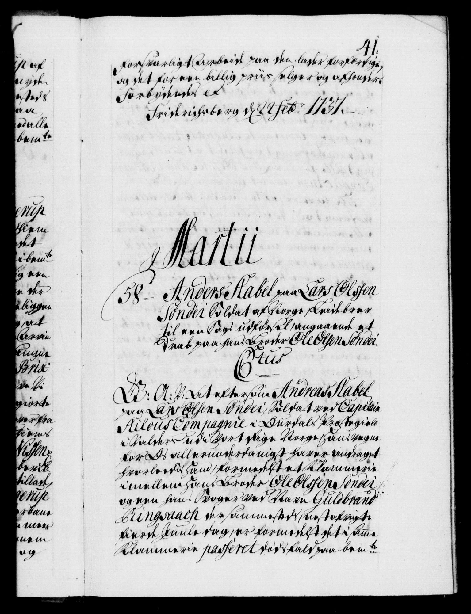 Danske Kanselli 1572-1799, AV/RA-EA-3023/F/Fc/Fca/Fcaa/L0030: Norske registre, 1737-1738, p. 41a