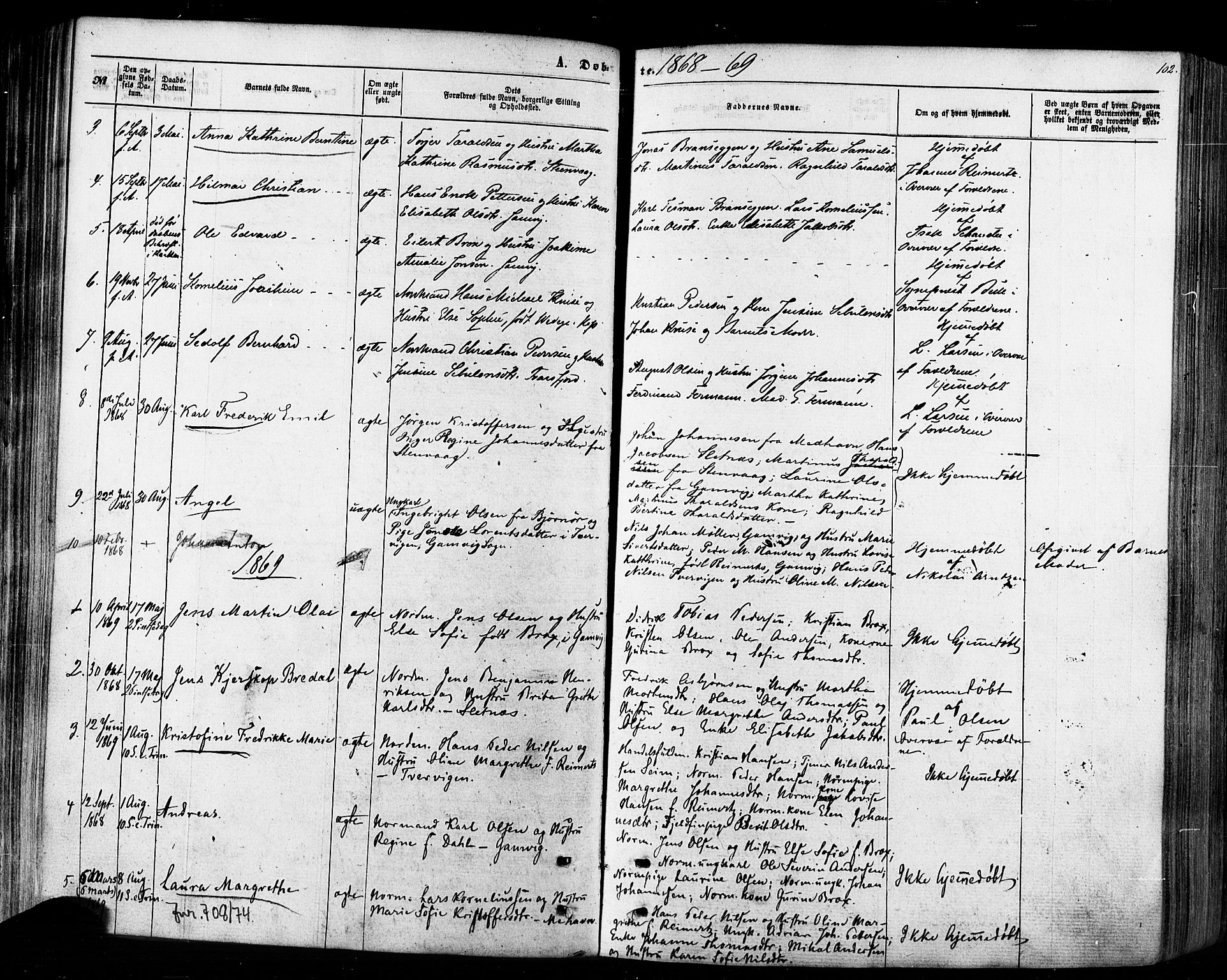 Tana sokneprestkontor, SATØ/S-1334/H/Ha/L0002kirke: Parish register (official) no. 2 /2, 1862-1877, p. 102