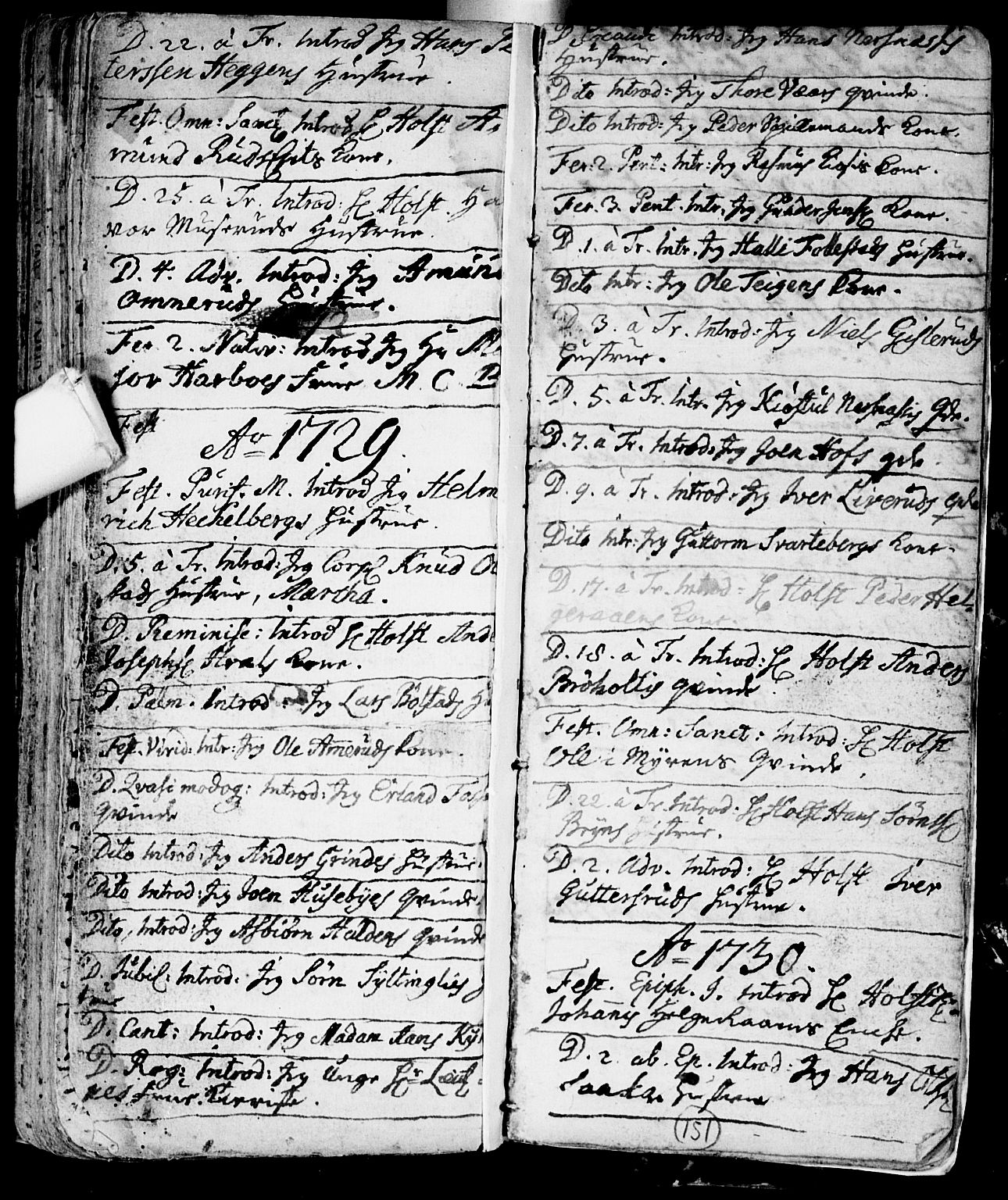 Røyken kirkebøker, AV/SAKO-A-241/F/Fa/L0001: Parish register (official) no. 1, 1701-1730, p. 151