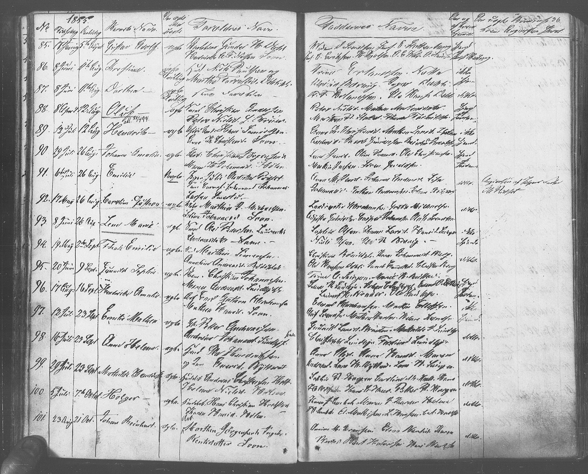 Vestby prestekontor Kirkebøker, AV/SAO-A-10893/F/Fa/L0007: Parish register (official) no. I 7, 1850-1862, p. 36