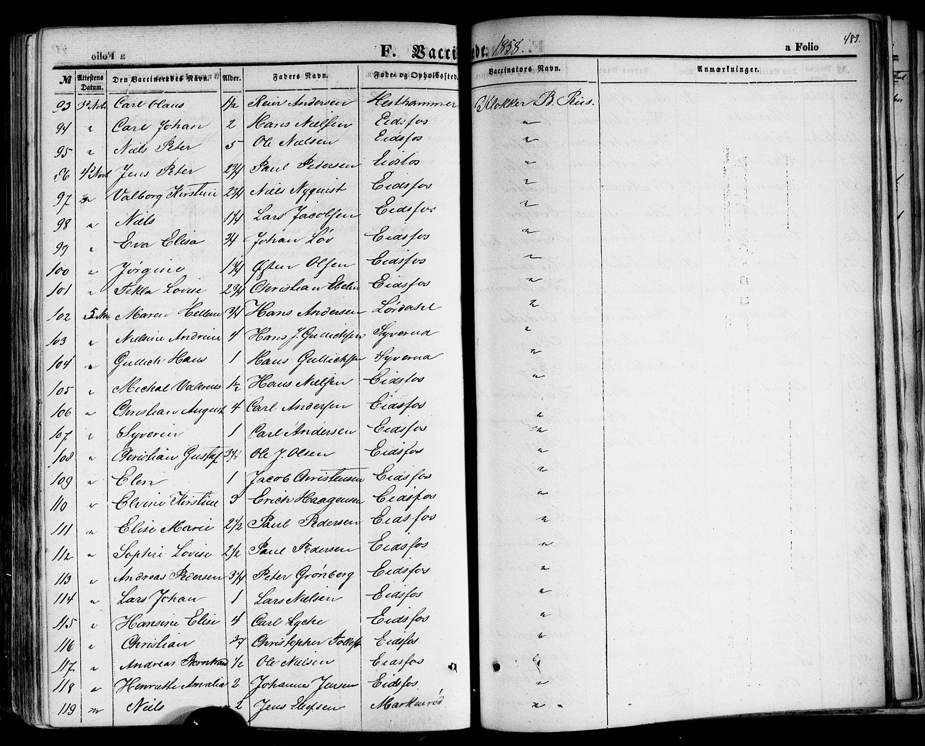 Hof kirkebøker, AV/SAKO-A-64/F/Fa/L0006: Parish register (official) no. I 6, 1851-1877, p. 483