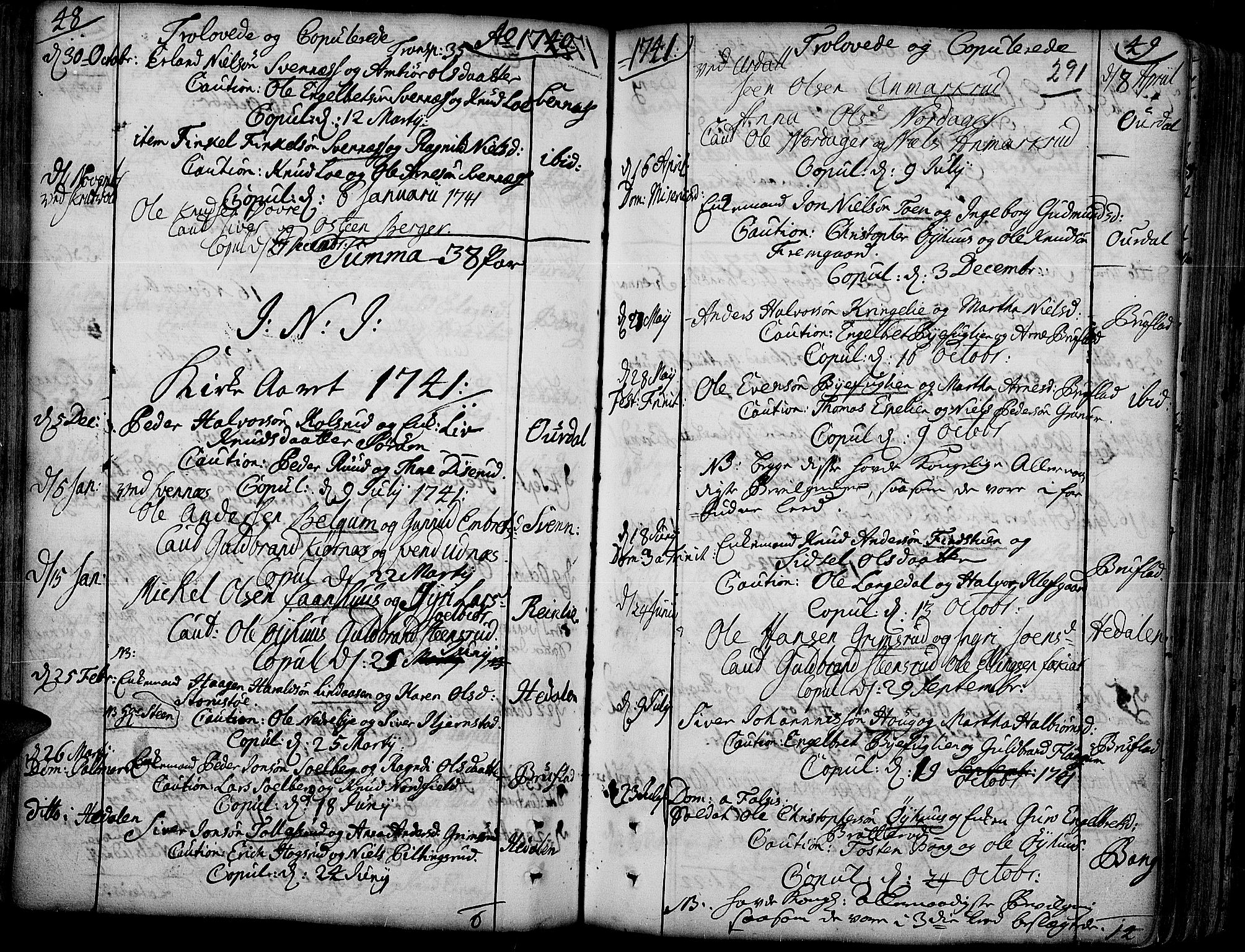 Aurdal prestekontor, SAH/PREST-126/H/Ha/Haa/L0004: Parish register (official) no. 4, 1730-1762, p. 48-49