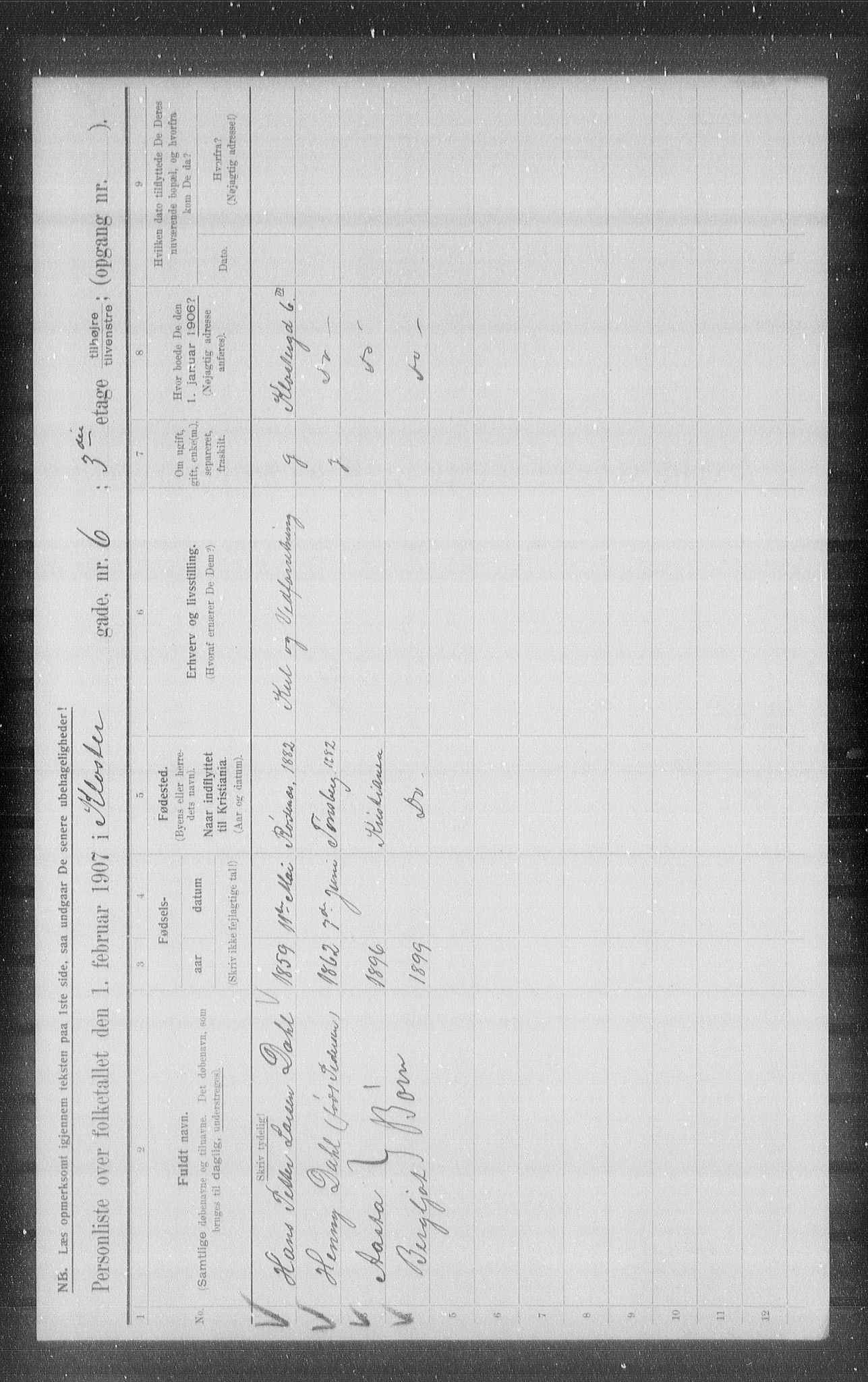 OBA, Municipal Census 1907 for Kristiania, 1907, p. 26553