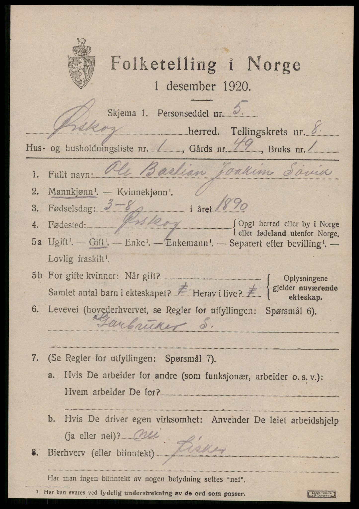 SAT, 1920 census for Ørskog, 1920, p. 4190