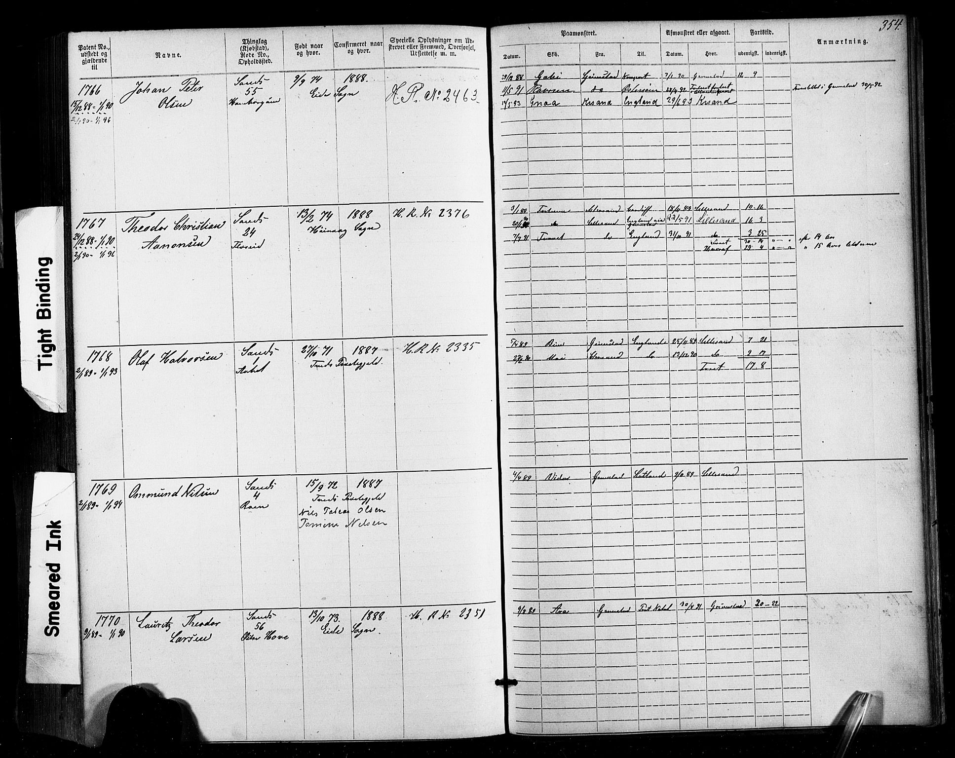 Lillesand mønstringskrets, AV/SAK-2031-0014/F/Fa/L0002: Annotasjonsrulle nr 1-1910 med register, W-8, 1868-1891, p. 363