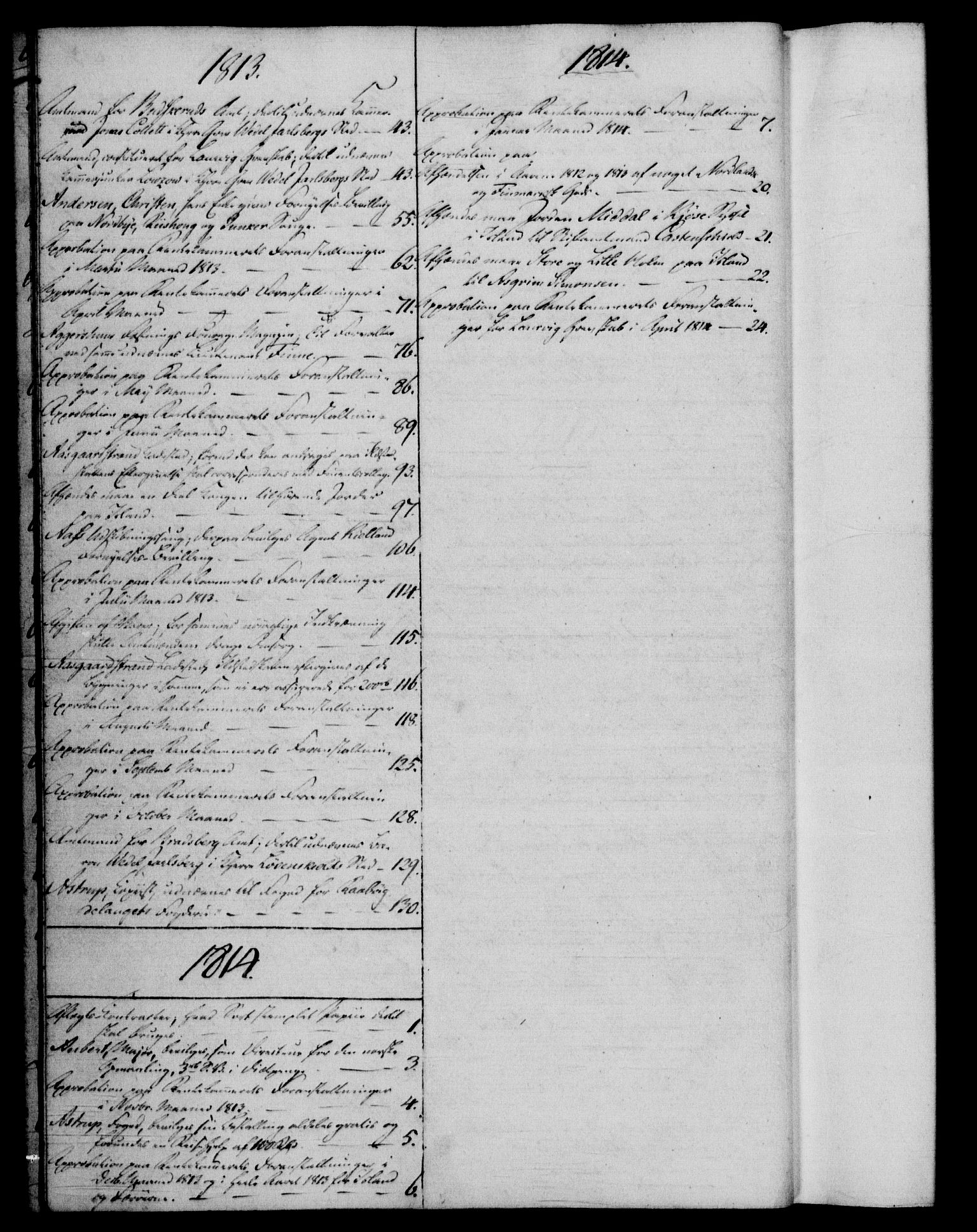 Rentekammeret, Kammerkanselliet, RA/EA-3111/G/Gf/Gfb/L0016: Register til norske relasjons- og resolusjonsprotokoller (merket RK 52.111), 1801-1814, p. 23