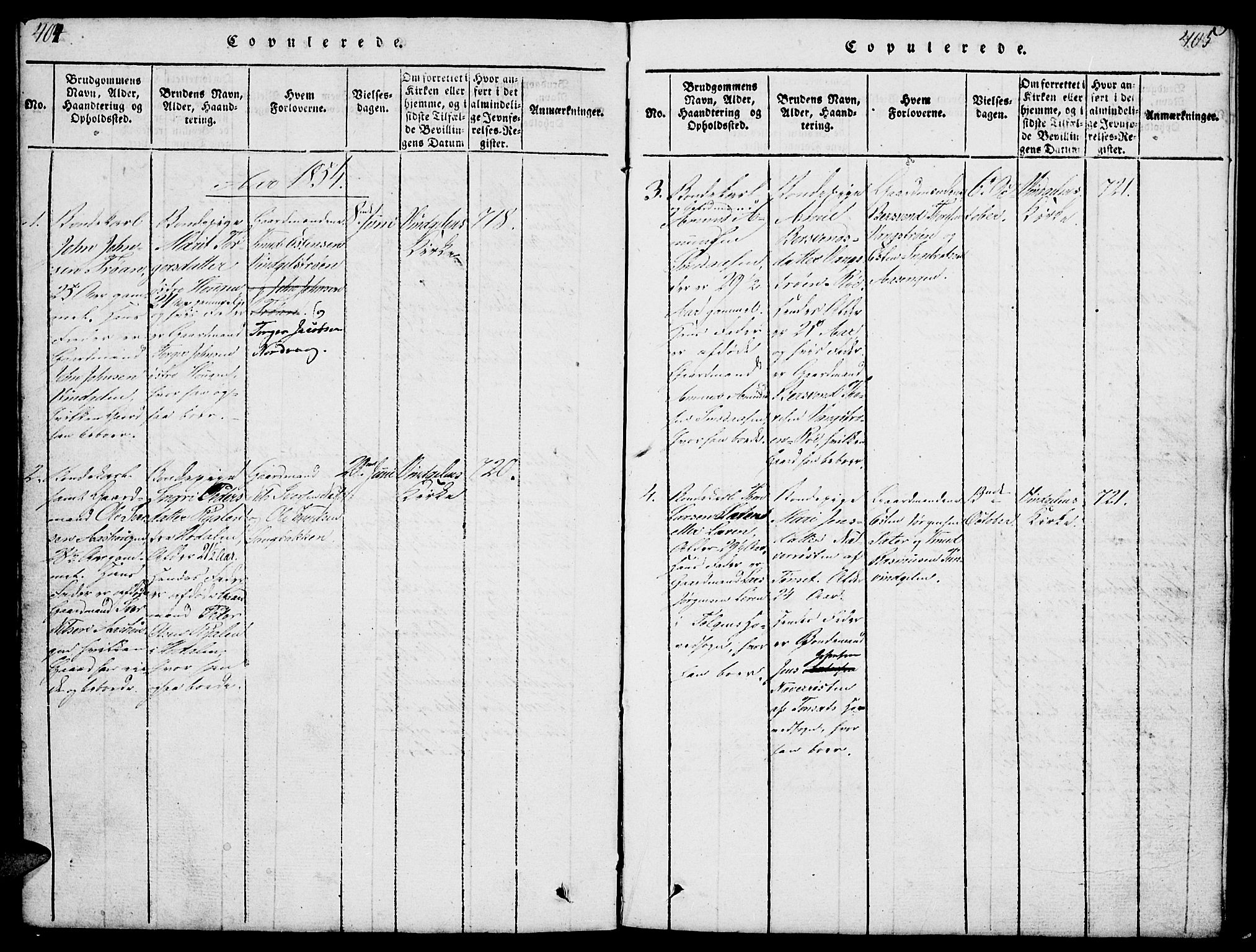 Tolga prestekontor, AV/SAH-PREST-062/L/L0003: Parish register (copy) no. 3, 1815-1862, p. 404-405