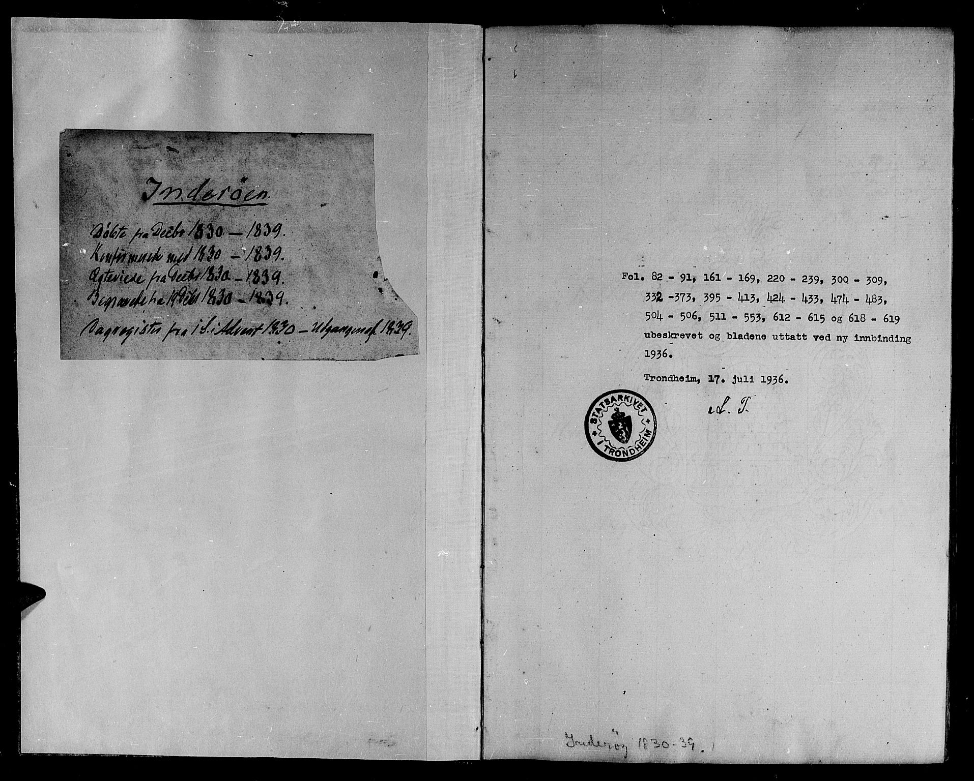Ministerialprotokoller, klokkerbøker og fødselsregistre - Nord-Trøndelag, AV/SAT-A-1458/730/L0277: Parish register (official) no. 730A06 /2, 1831-1839