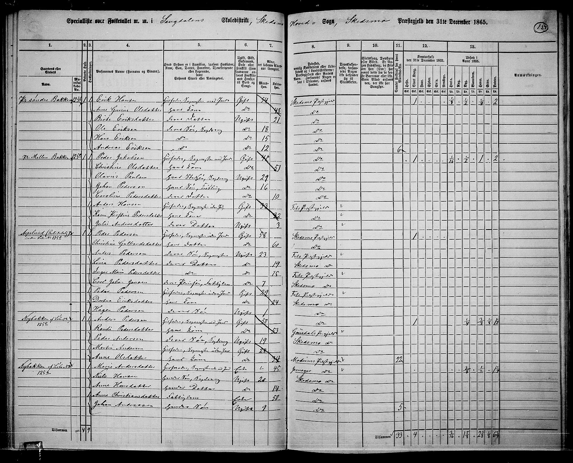 RA, 1865 census for Skedsmo, 1865, p. 115