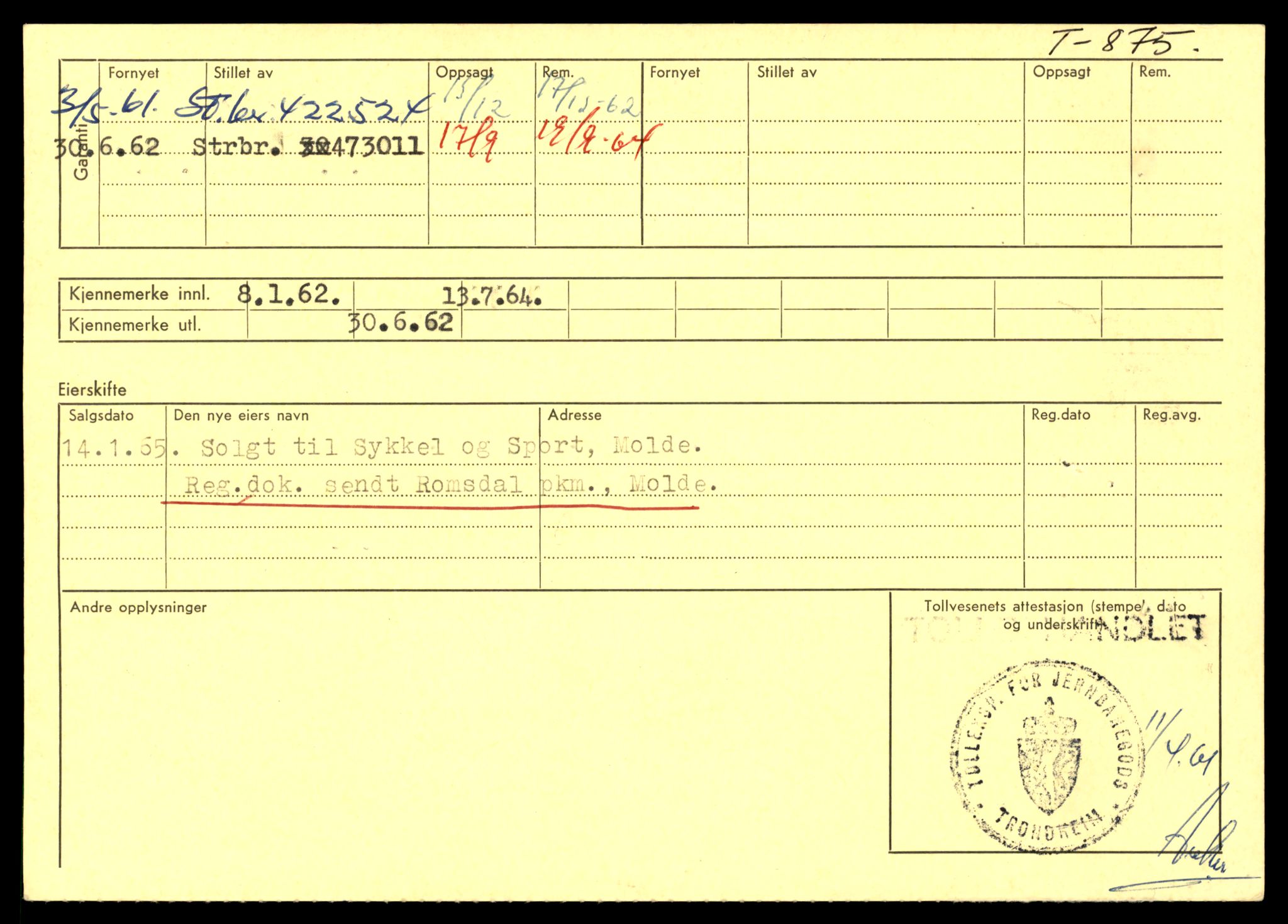 Møre og Romsdal vegkontor - Ålesund trafikkstasjon, AV/SAT-A-4099/F/Fe/L0008: Registreringskort for kjøretøy T 747 - T 894, 1927-1998, p. 2723