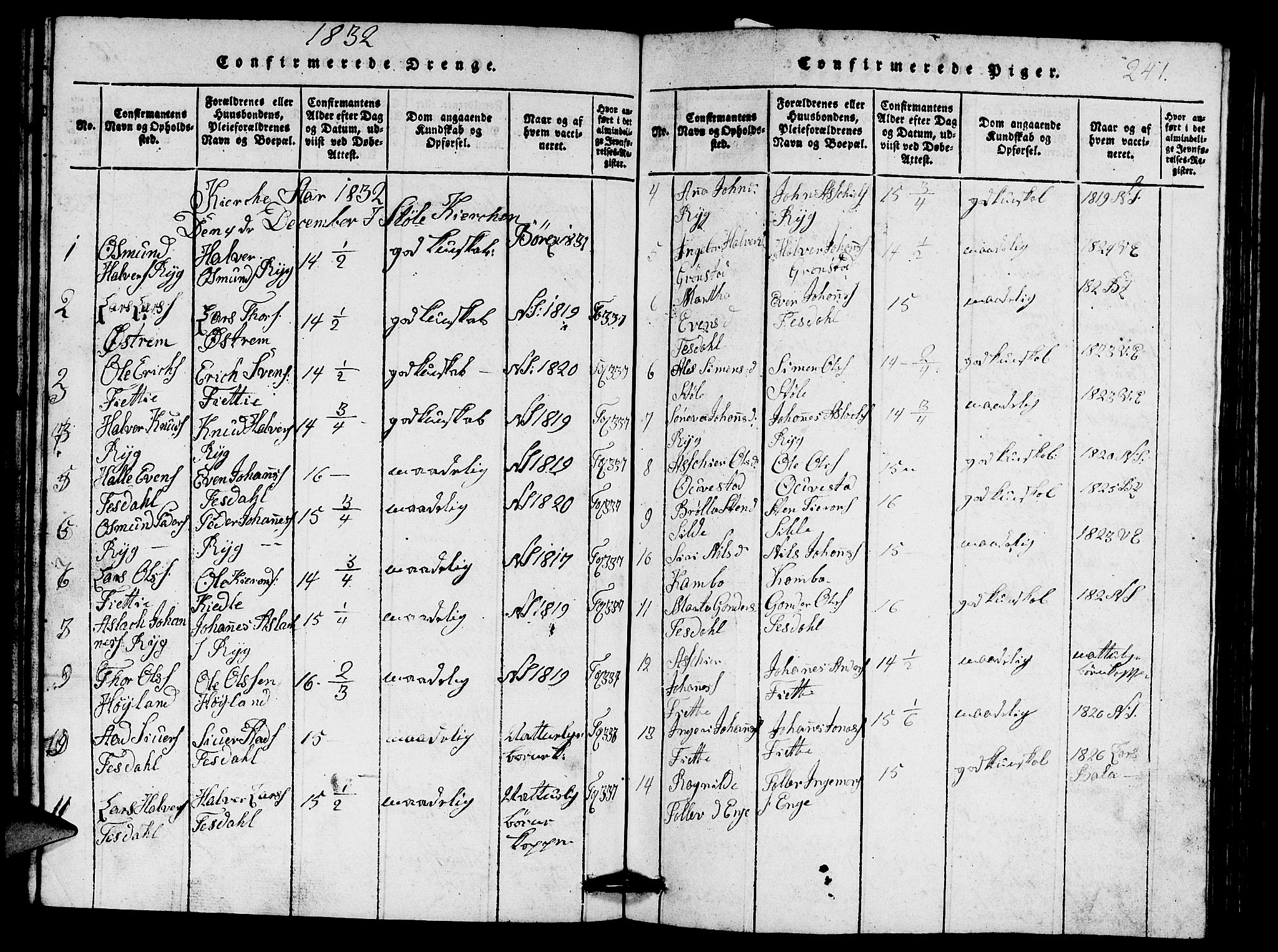 Etne sokneprestembete, SAB/A-75001/H/Hab: Parish register (copy) no. A 1, 1815-1849, p. 241