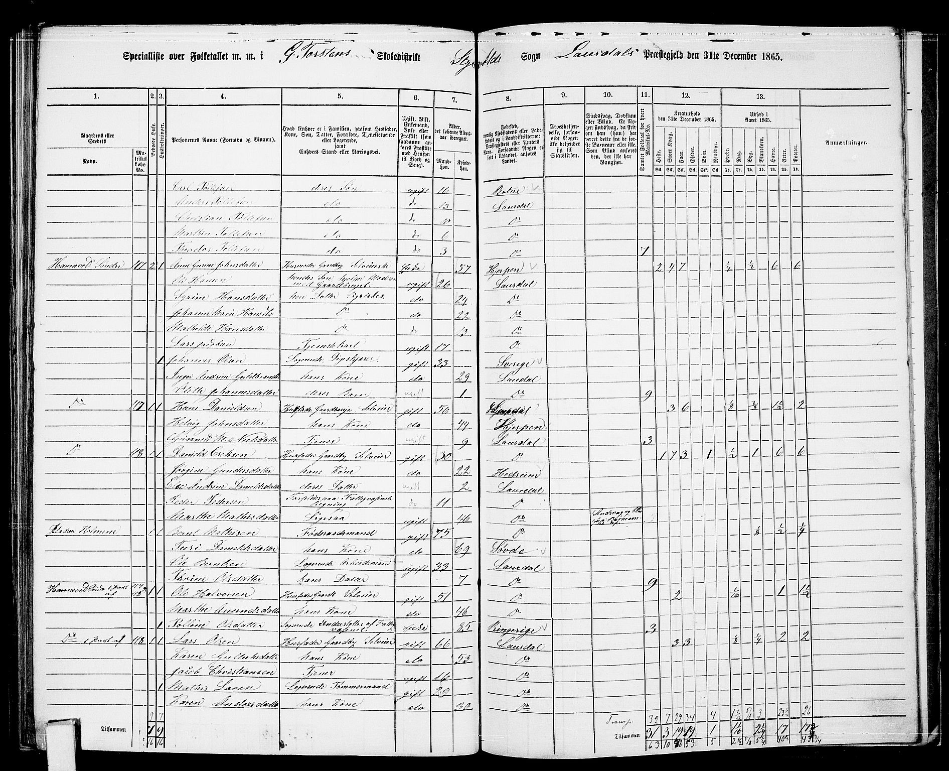 RA, 1865 census for Lardal, 1865, p. 94