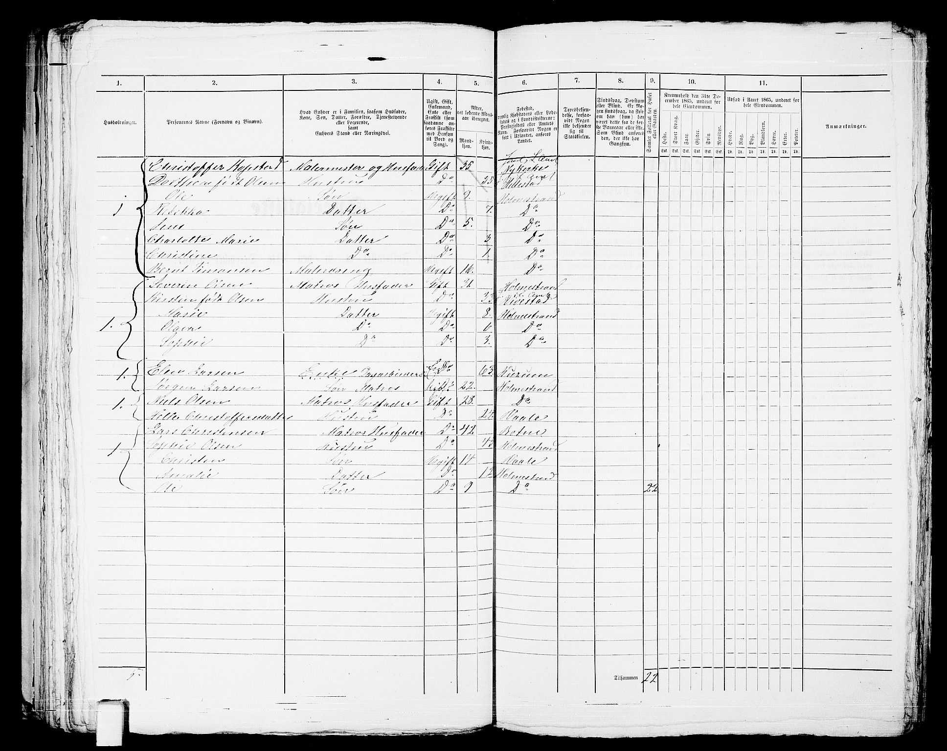 RA, 1865 census for Botne/Holmestrand, 1865, p. 166