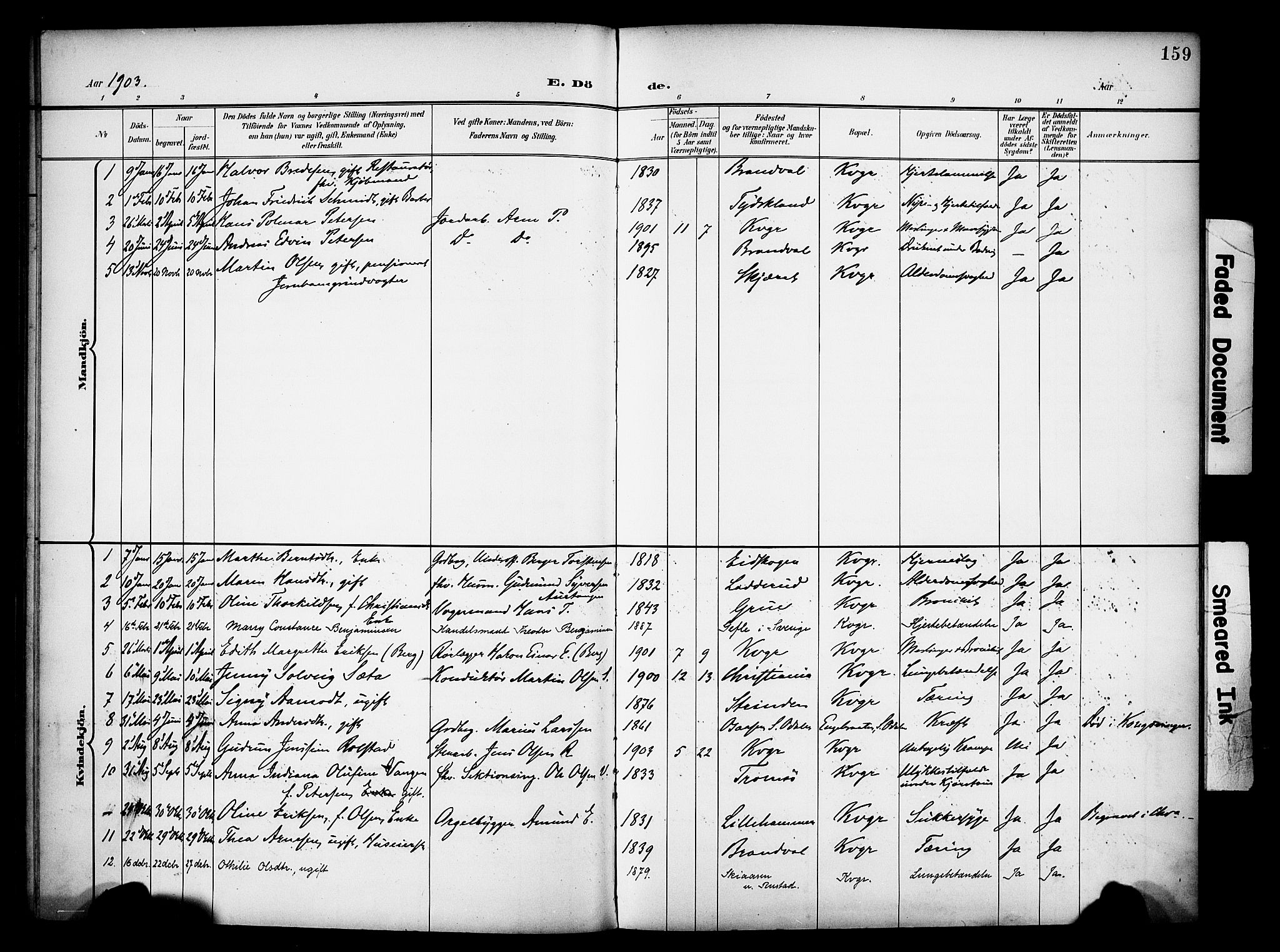 Vinger prestekontor, SAH/PREST-024/H/Ha/Haa/L0016: Parish register (official) no. 16, 1898-1920, p. 159