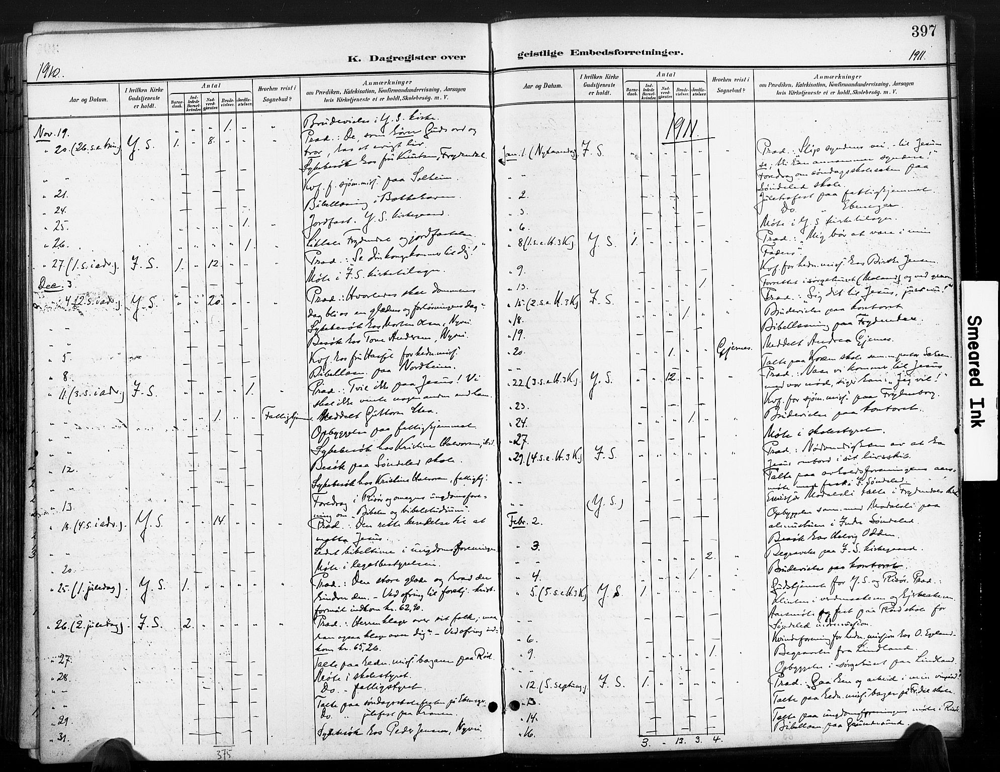 Søndeled sokneprestkontor, AV/SAK-1111-0038/F/Fa/L0006: Parish register (official) no. A 6, 1900-1922, p. 397