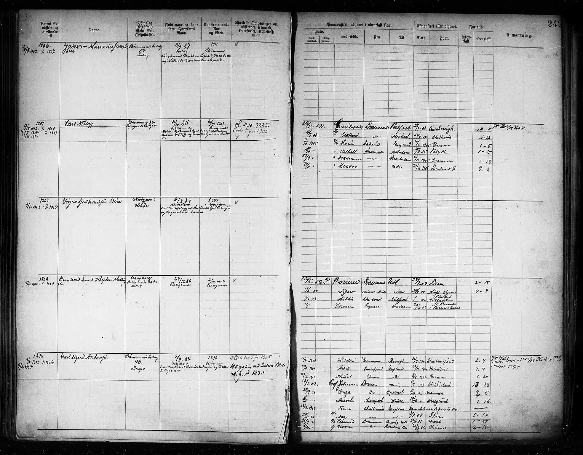 Drammen innrulleringsdistrikt, SAKO/A-781/F/Fb/L0005: Annotasjonsrulle, 1894-1905, p. 245