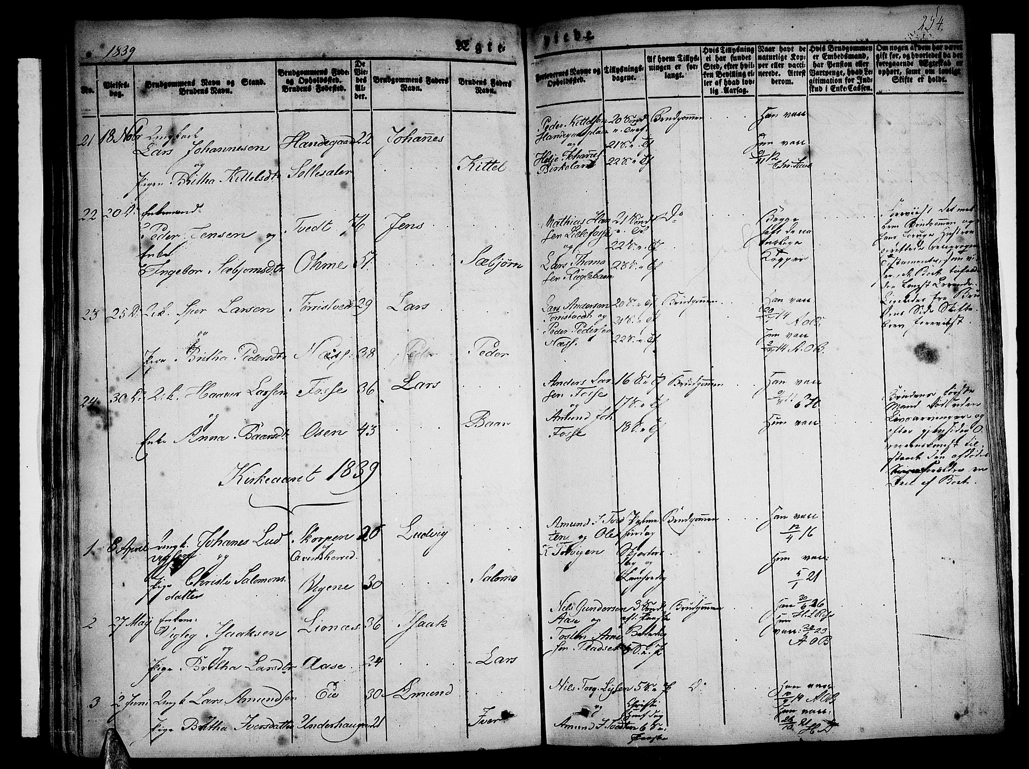 Strandebarm sokneprestembete, AV/SAB-A-78401/H/Haa: Parish register (official) no. A 6, 1826-1843, p. 254