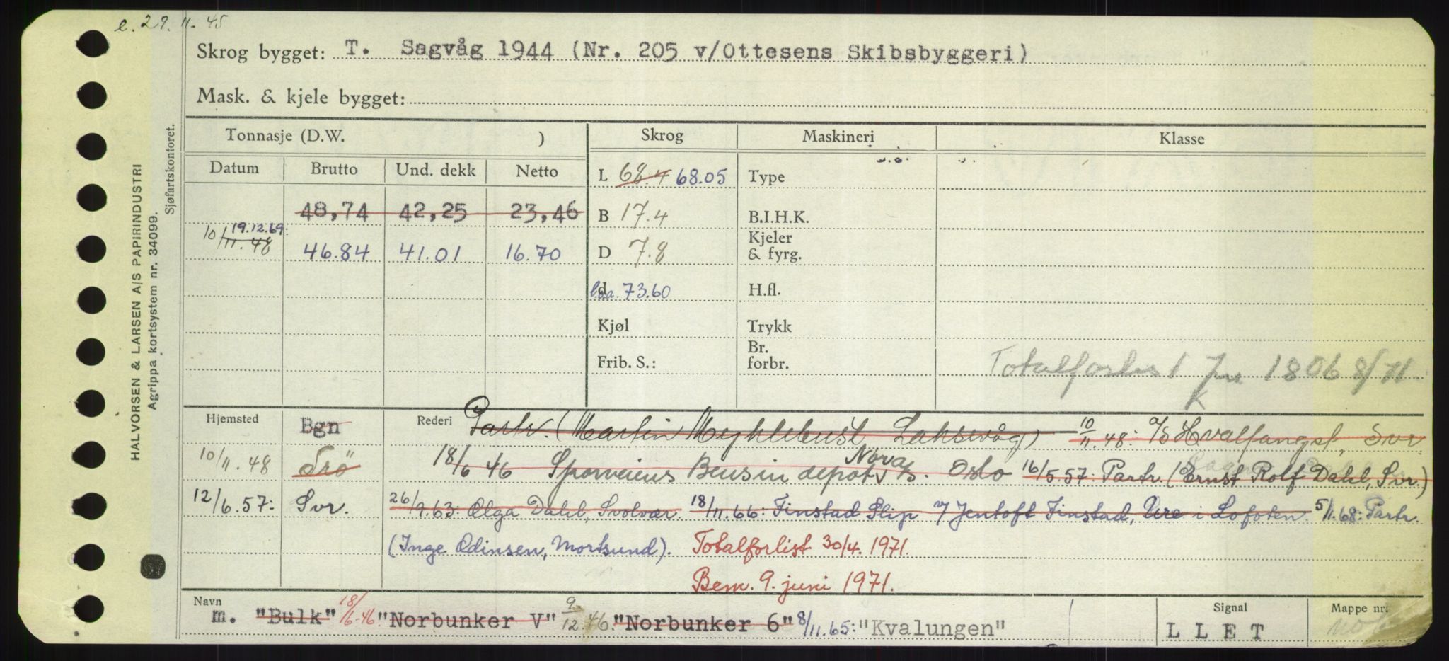 Sjøfartsdirektoratet med forløpere, Skipsmålingen, RA/S-1627/H/Hd/L0021: Fartøy, Kor-Kår, p. 275