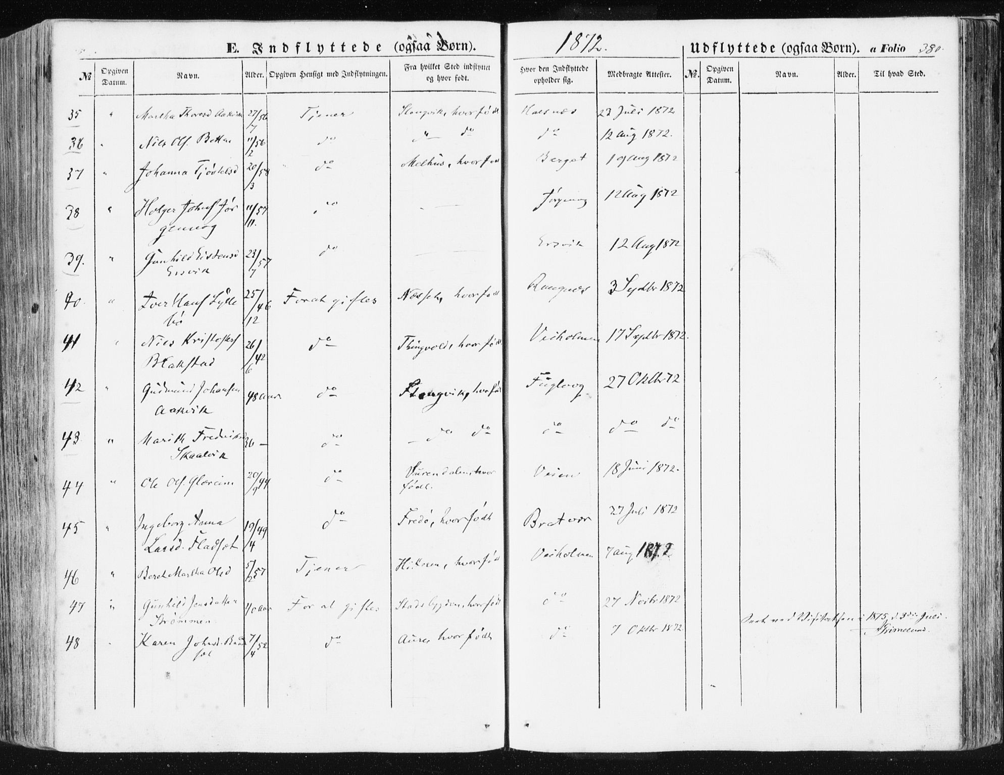 Ministerialprotokoller, klokkerbøker og fødselsregistre - Møre og Romsdal, AV/SAT-A-1454/581/L0937: Parish register (official) no. 581A05, 1853-1872, p. 380